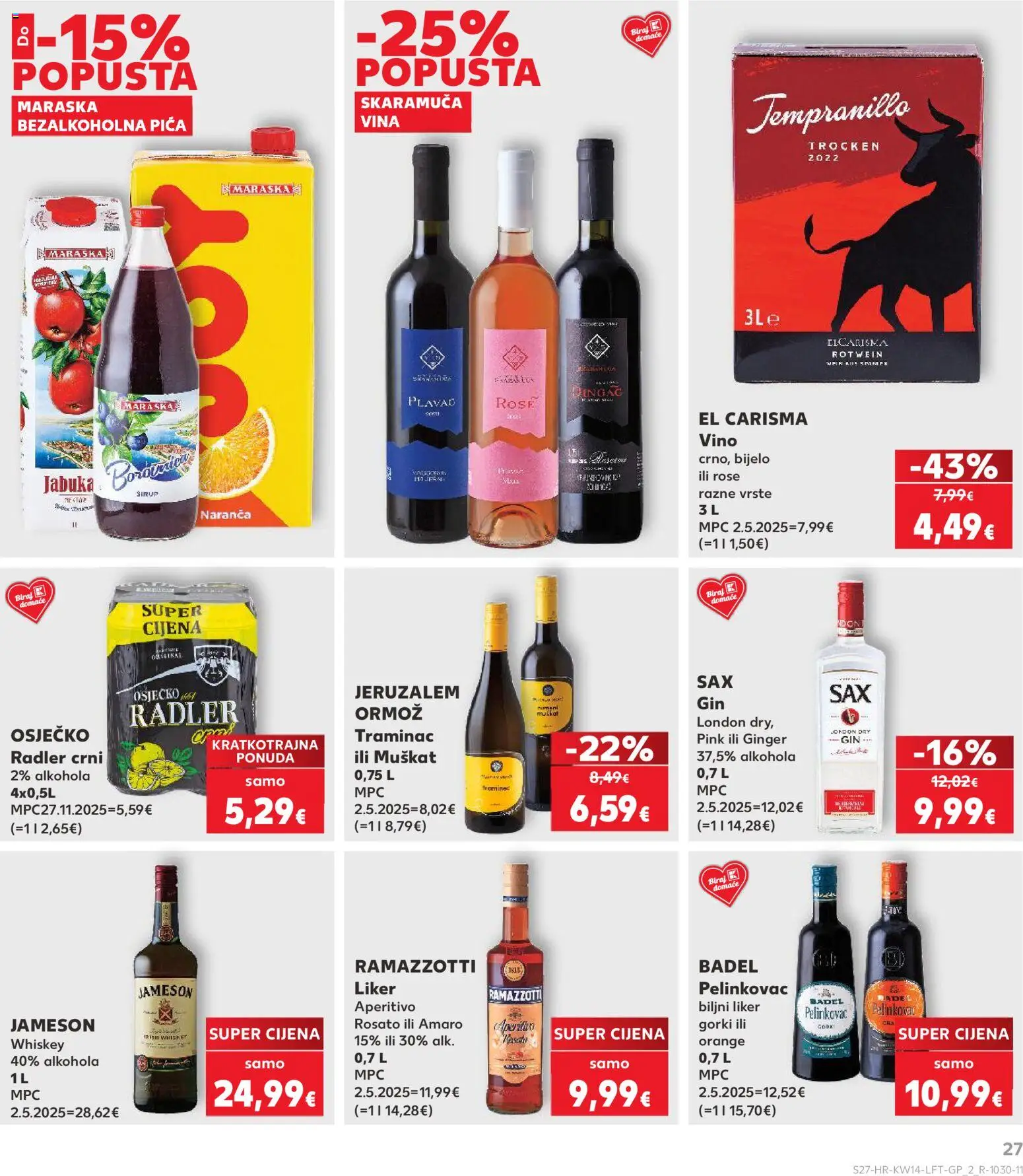 Kaufland katalog | vrijedi od 01.04.2026 | Stranica: 27 | Proizvodi: Pica, Liker, Borovnica, Sirup