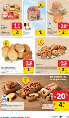 Cake Carrefour, met amandelen, met rode vruchten, crumble met kersen of perziken, 4 personen - Voorbeeld van een folder van Carrefour, geldig van 01/07/2026 | Pagina: 25