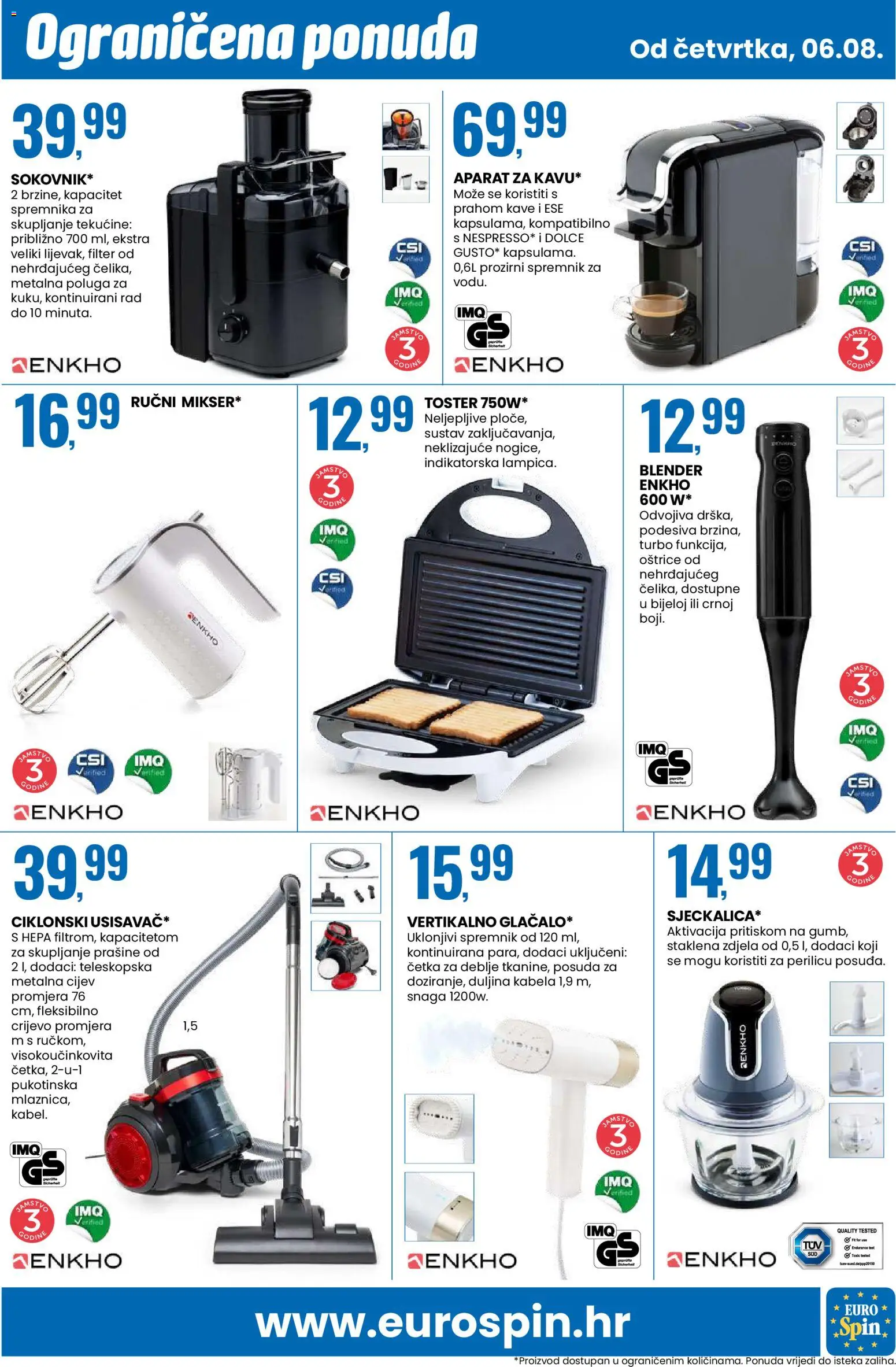 Eurospin katalog | vrijedi od 06.08.2026 | Stranica: 15 | Proizvodi: Toster, Četka, Zdjela, Blender