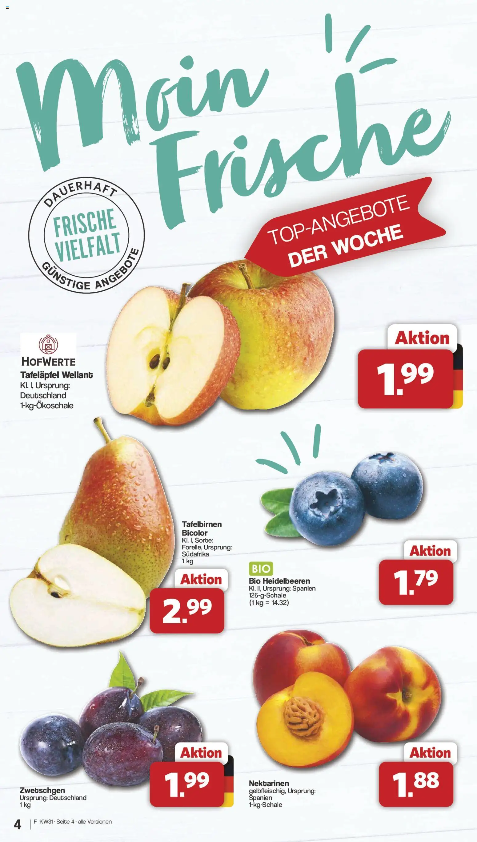 Famila Nordwest Prospekt – gültig ab 27.07.2026 | Seite: 4 | Produkte: Nektarinen, Zwetschgen, Heidelbeeren