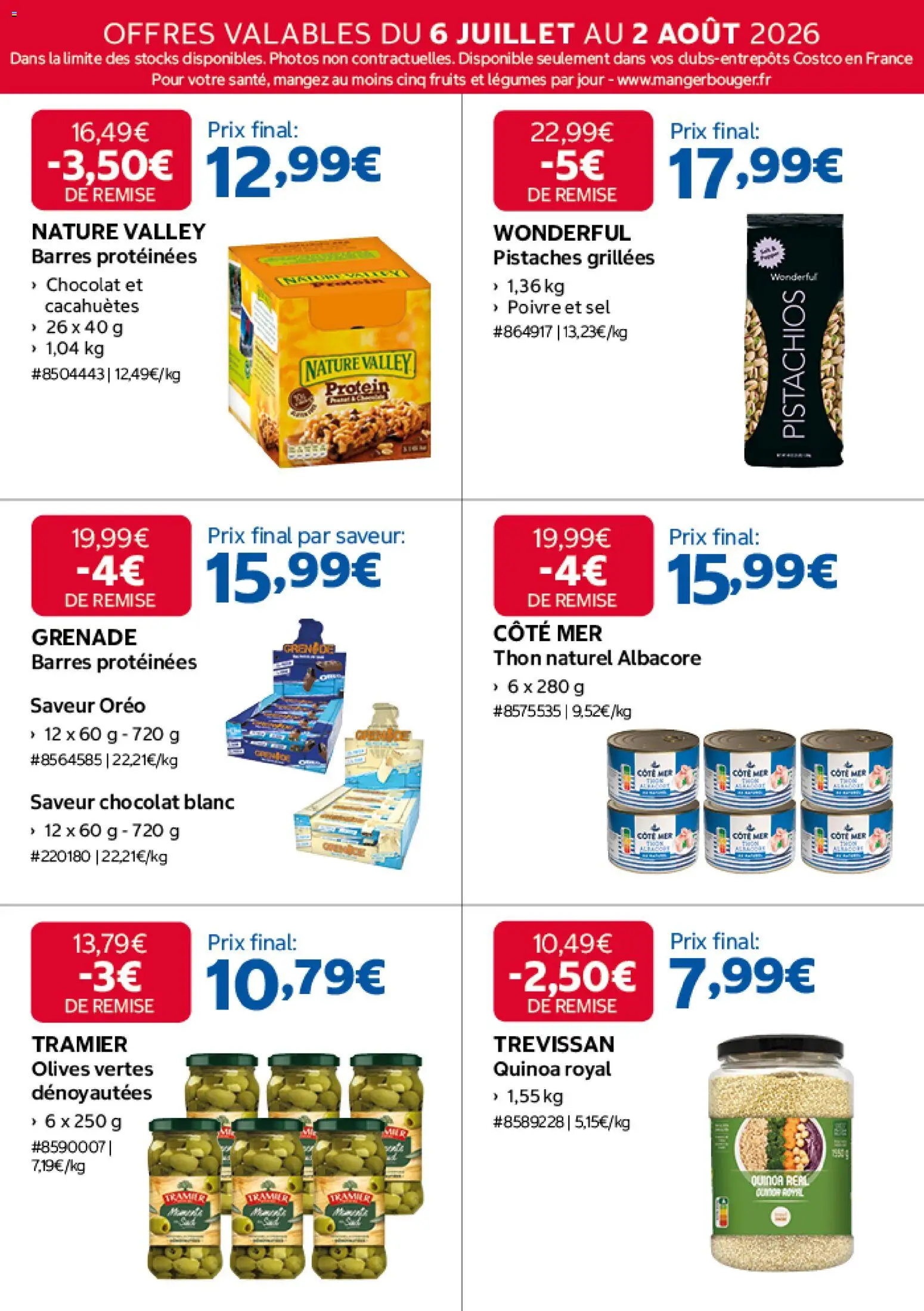 {H1} | Page: 10 | Produits: Thon naturel, Sel, Poivre, Chocolat
