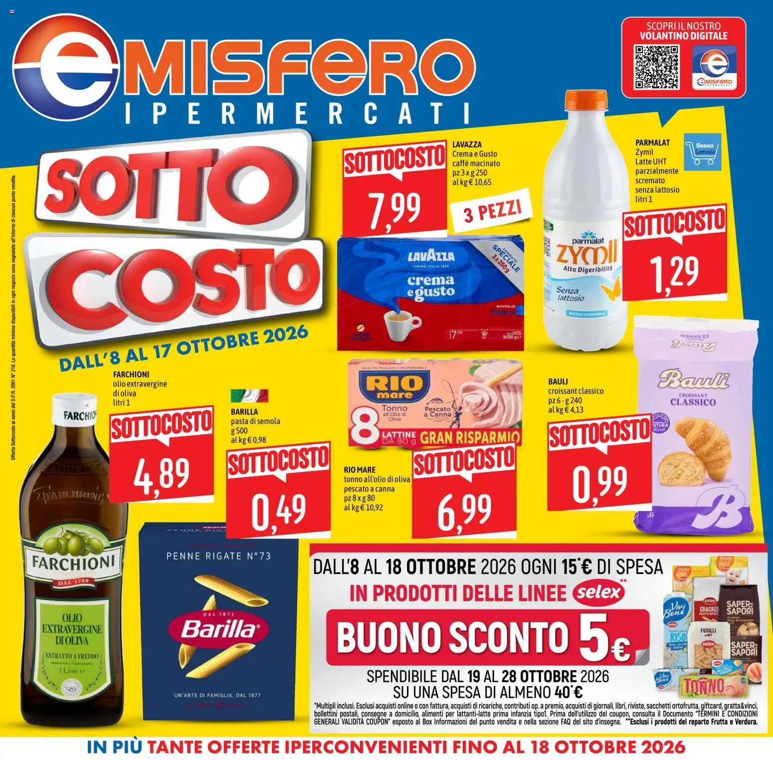 Volantino Emisfero del 08/10/2026 | Pagina: 1 | Prodotti: Crema, Pasta, Lavazza, Macinato