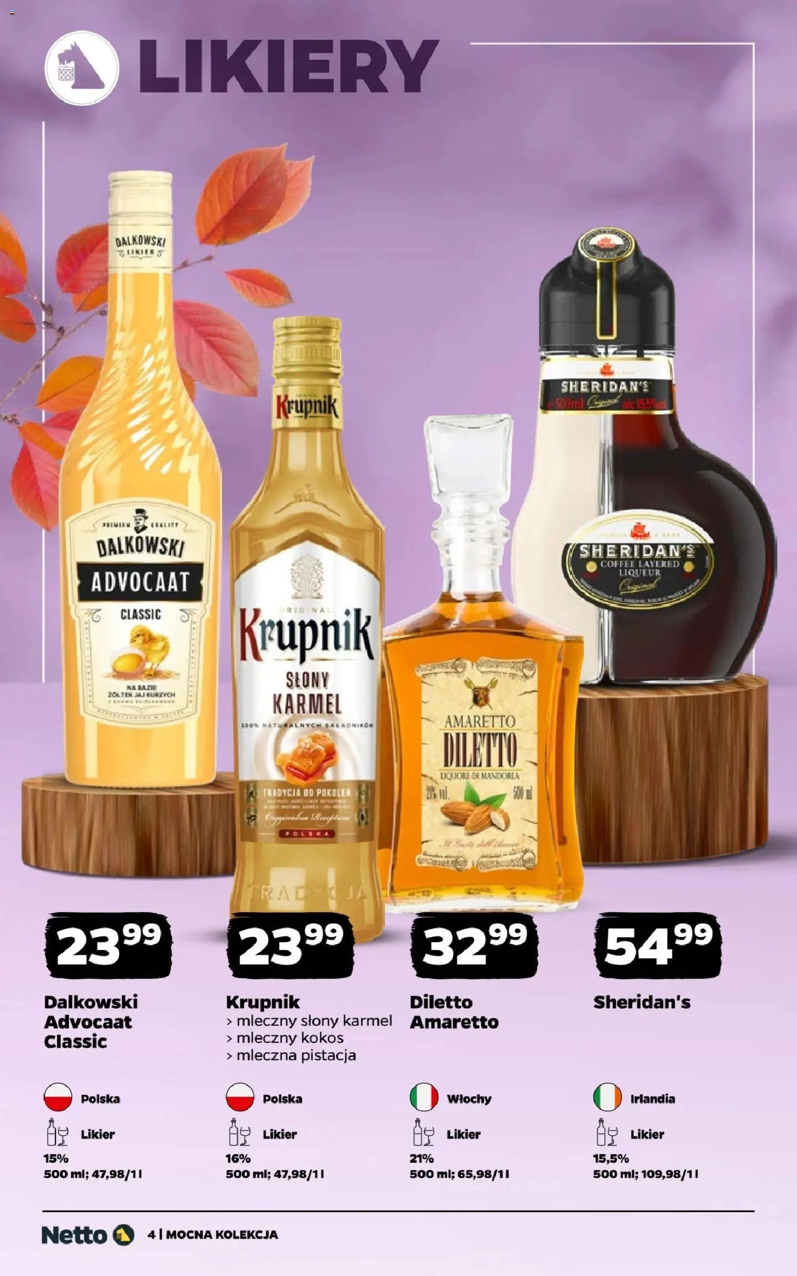 Netto gazetka - Mocne alkohole od 28.09.2026 | Strona: 4 | Produkty: Słony karmel, Sheridan's, Amaretto, Kokos