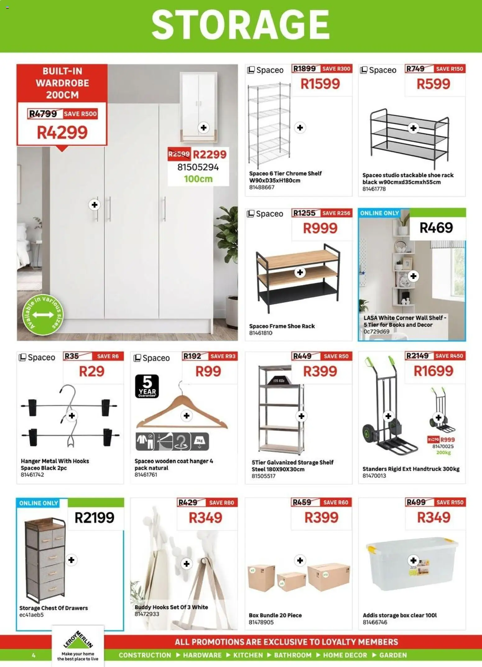 New Leroy Merlin catalogue – valid from 01/07/2026 | Page: 4 | Products: Chest of drawers, Shelf, Box, Coat hanger