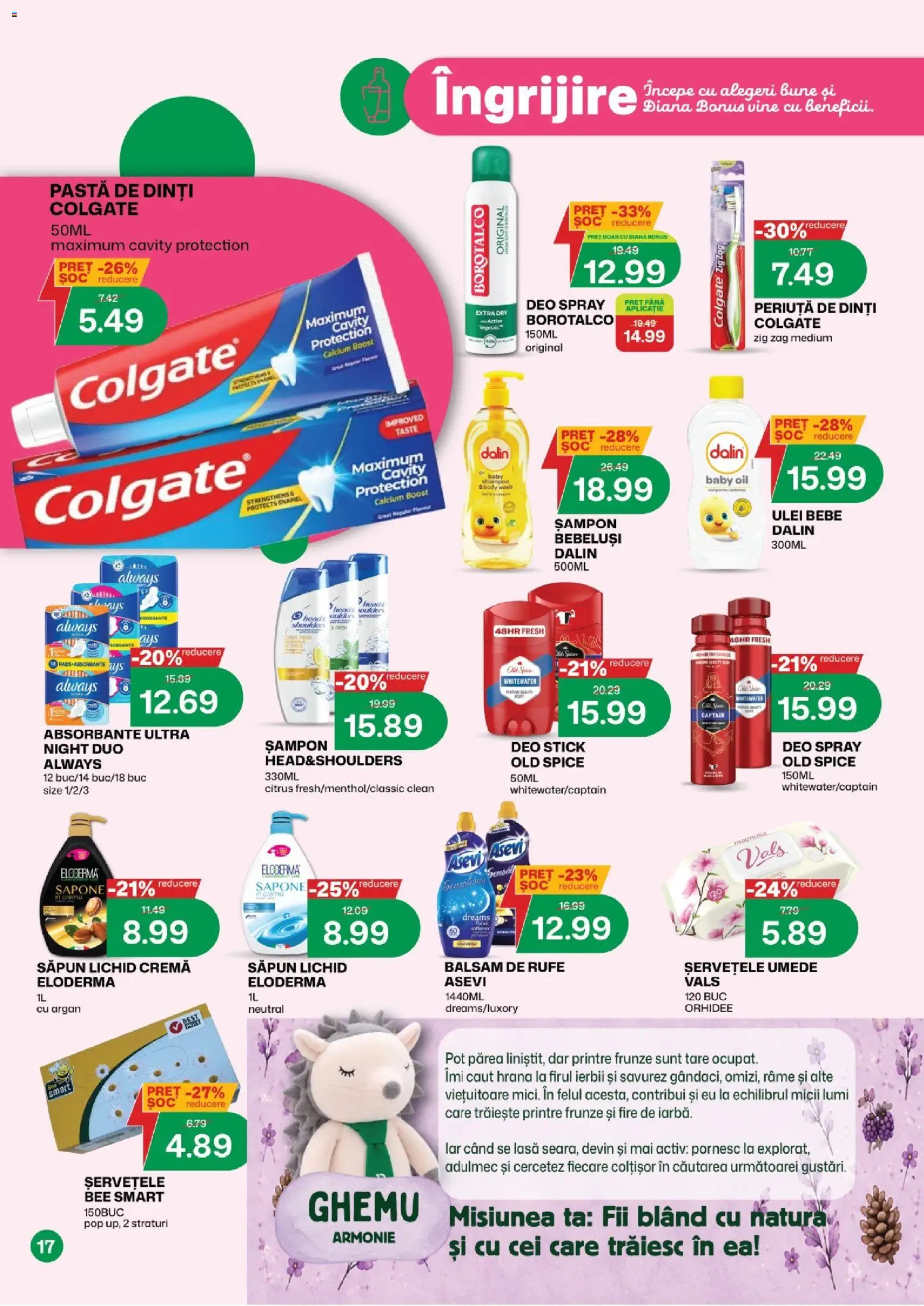 Noul catalog Diana – valabil de la 16.10.2026 | Pagină: 17 | Produse: Active, Cremă, Pastă de dinți, Absorbante