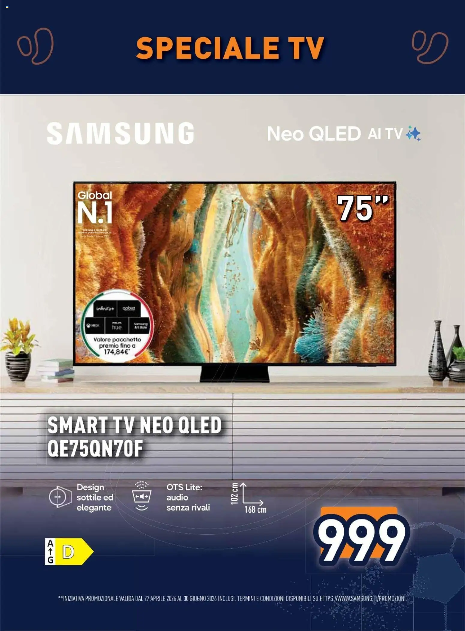 Volantino Unieuro del 11.06.2026 | Pagina: 2 | Prodotti: Tv samsung, smart TV, Audio, Samsung