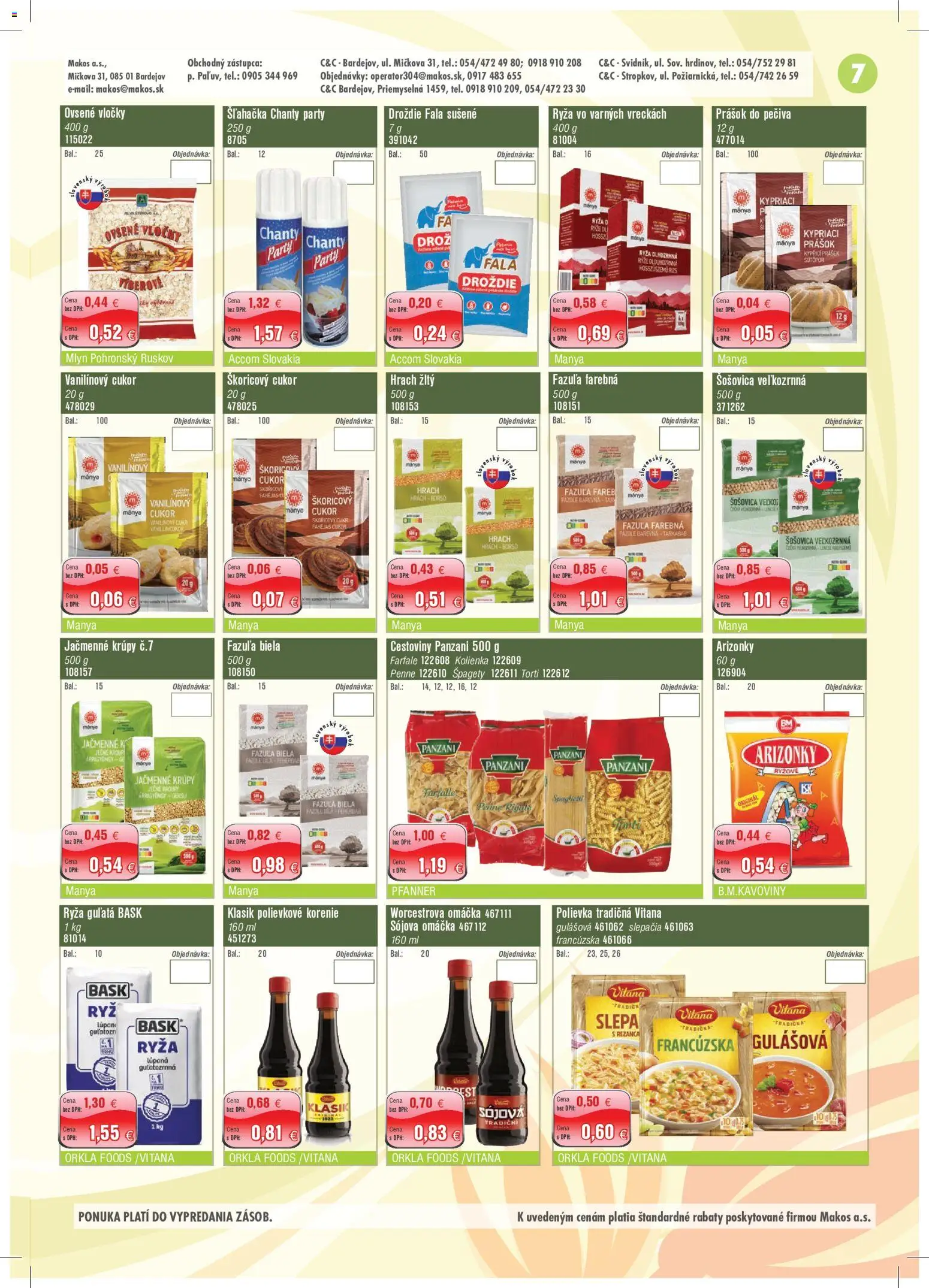 Nové Makos akcie – leták je platný od 02.11.2026 | Strana: 7 | Produkty: Ryža, Prášok do pečiva, Hrach, Krúpy