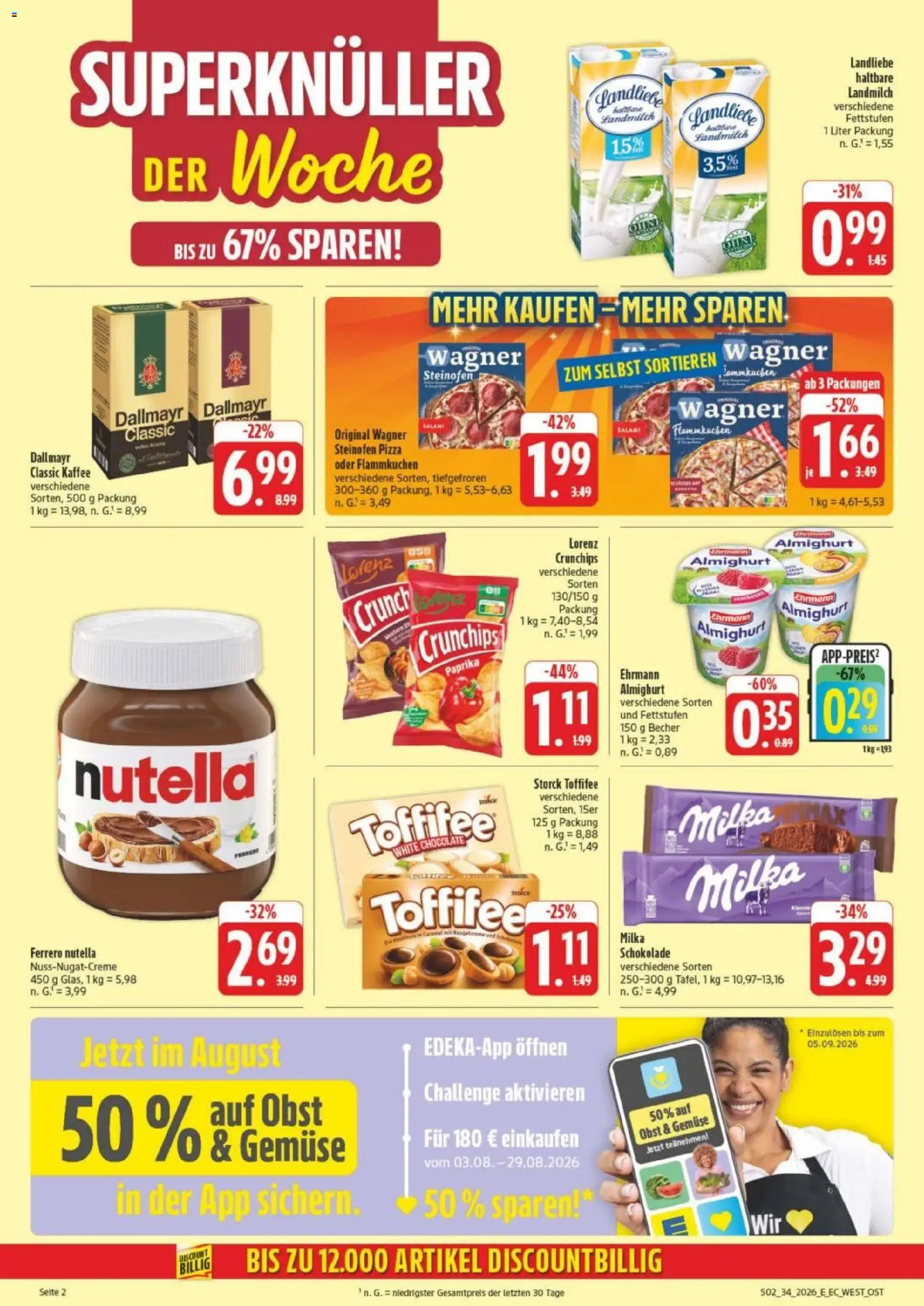 Edeka Prospekt Leipzig – gültig ab 17.08.2026 | Seite: 2 | Produkte: Kaffee, Schokolade, Paprika, Obst