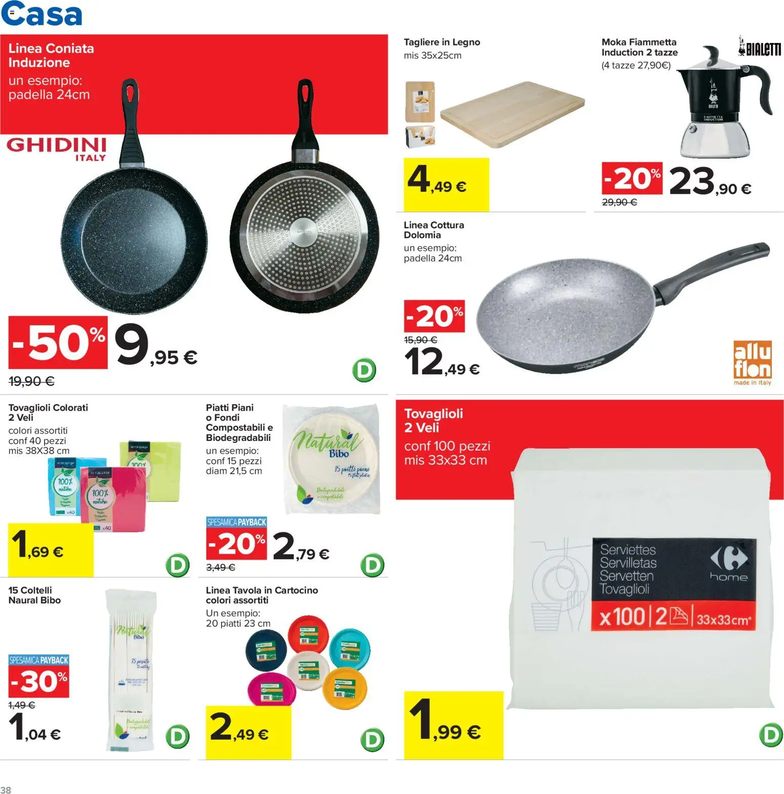 Volantino Carrefour del 15/09/2026 | Pagina: 38 | Prodotti: Piatti, Tagliere, Padella, Coltelli