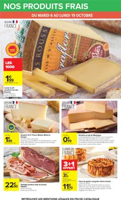 Carrefour - Prévisualisation de Cœur de quiche courgette chèvre tomate, La pièce de 200 g. Existe aussi en cœur de quiche lorraine ou à un prix différent en cœur de quiche chorizo, saumon épinard ou poulet champignon. Panachage possible. La remise s'applique sur le moins cher. valide à partir de 06/10/2026 | Page: 29