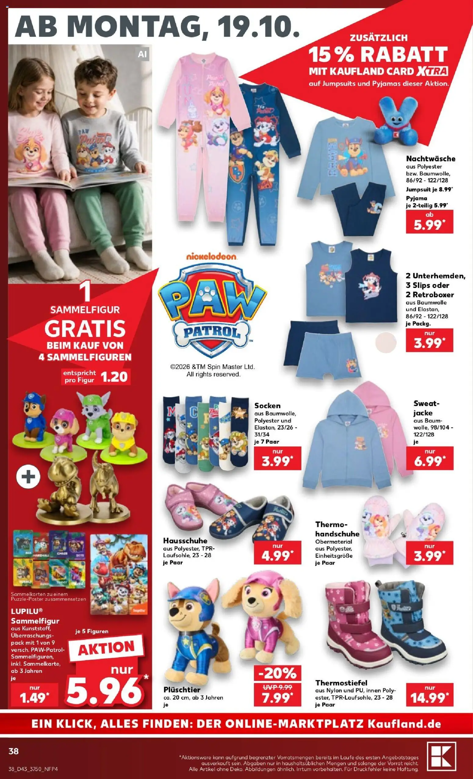 Kaufland Prospekt Berlin – gültig ab 19.10.2026 | Seite: 38 | Produkte: Socken, Pyjama, Hausschuhe, Handschuhe