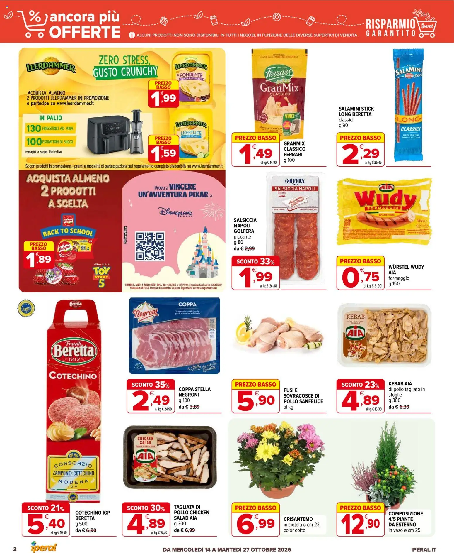 Volantino Iperal del 14/10/2026 | Pagina: 2 | Prodotti: Formaggio, Salsiccia, Wurstel, Basso