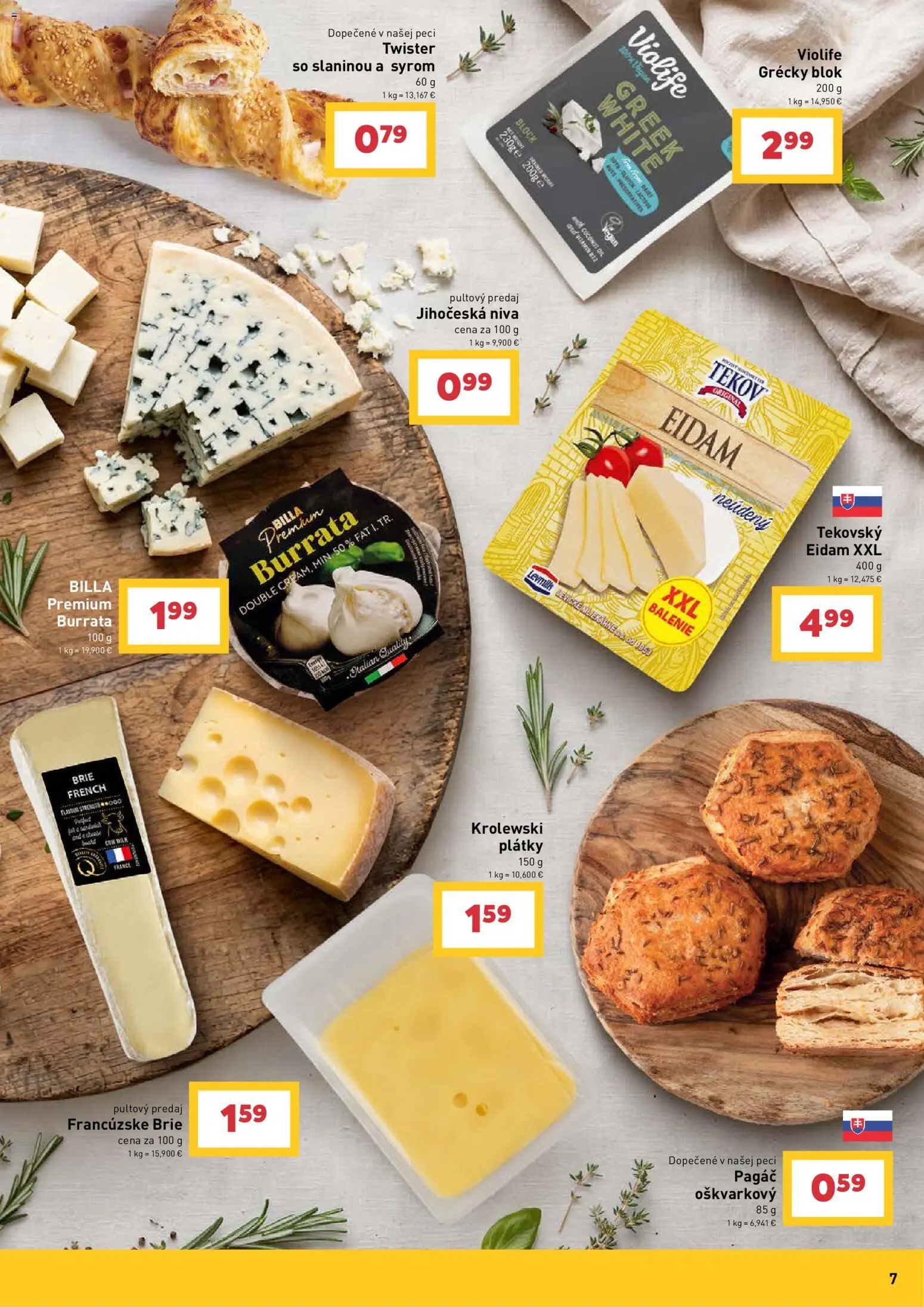 Nové Billa akcie – leták je platný od 09.09.2026 | Strana: 7 | Produkty: Croissant, Eidam, Niva, Burrata