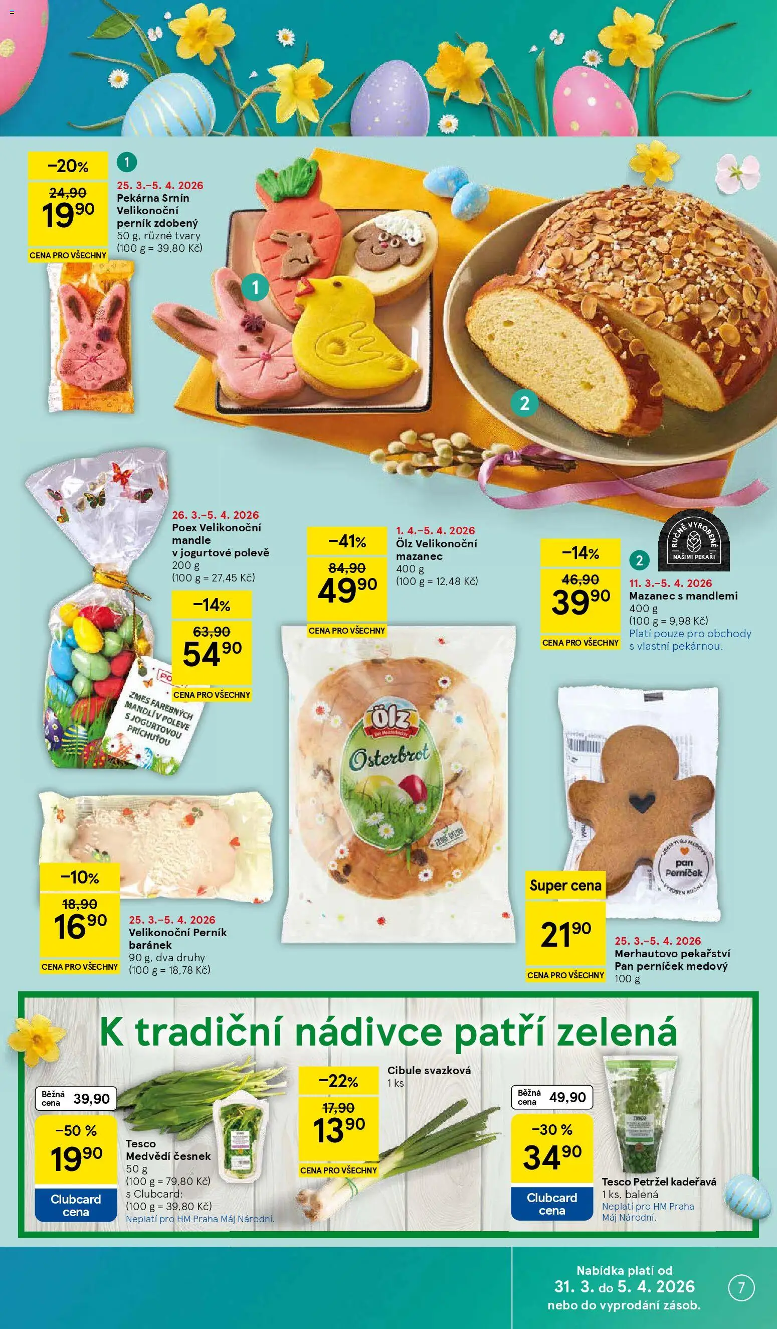 Tesco leták - Hypermarket od 31.03.2026 | Strana: 7 | Produkty: Perník, Petržel, Mandle, Česnek