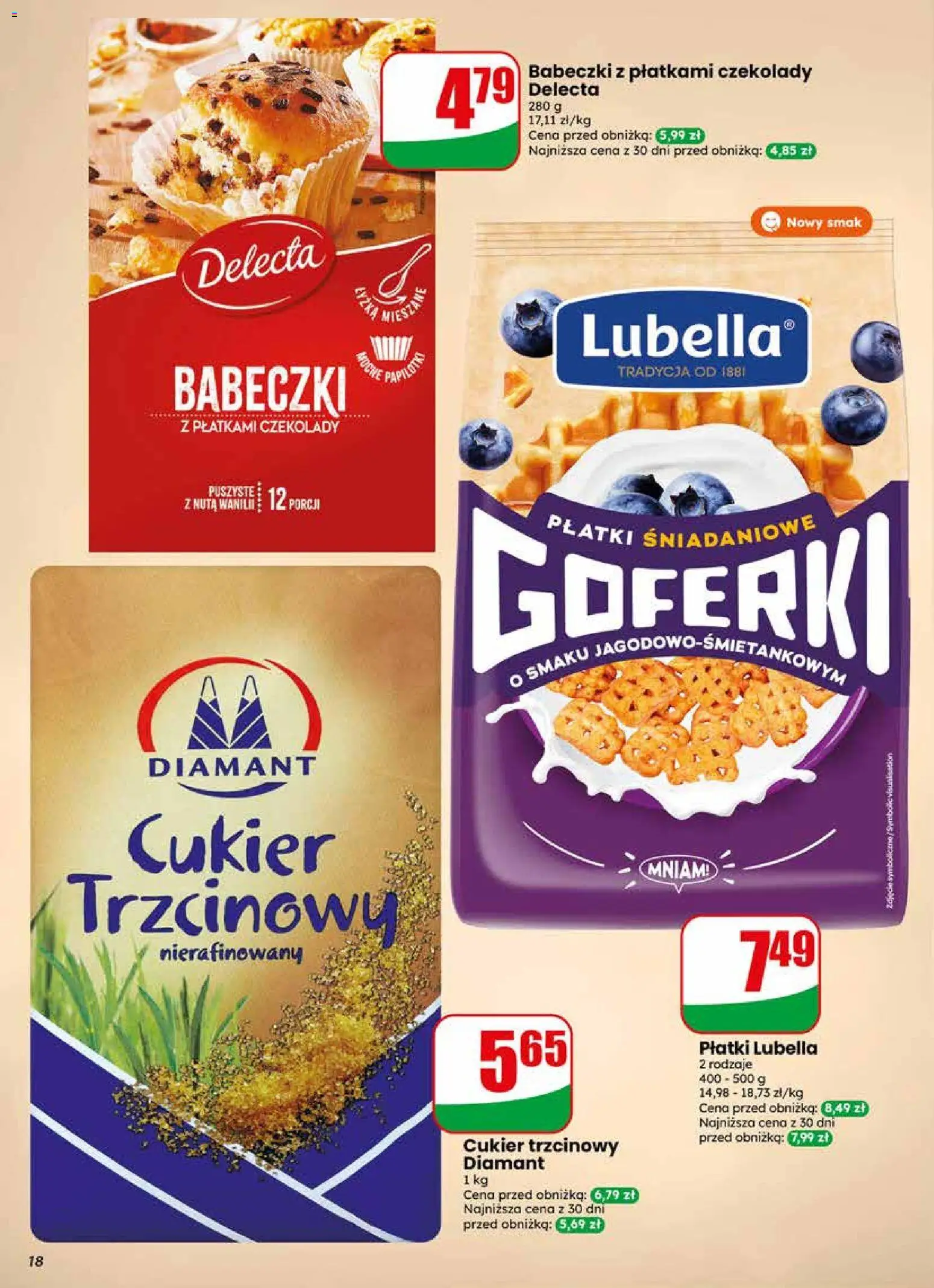 Dino gazetka od 13.05.2026 | Strona: 18 | Produkty: Czekolady, Babeczki, Cukier trzcinowy, Cukier