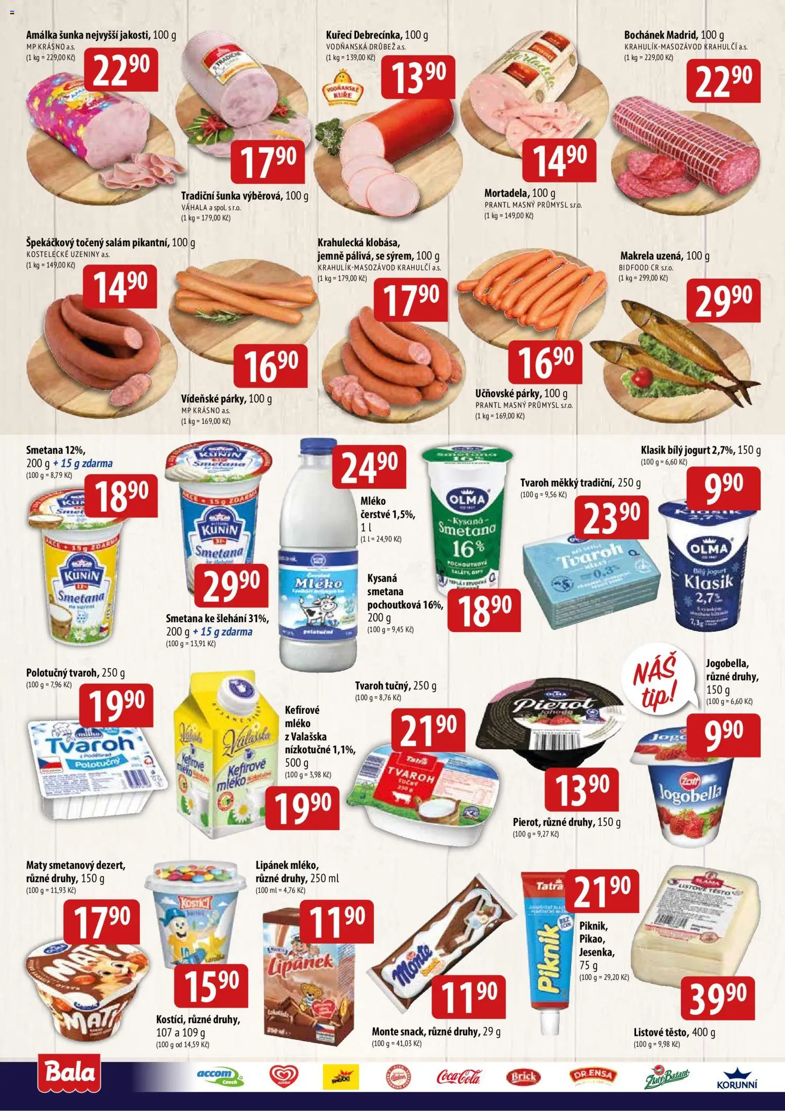 BALA velký leták Holba + od 27.05.2026 | Strana: 2 | Produkty: Jogurt, Šunka, Smetana ke šlehání, Těsto