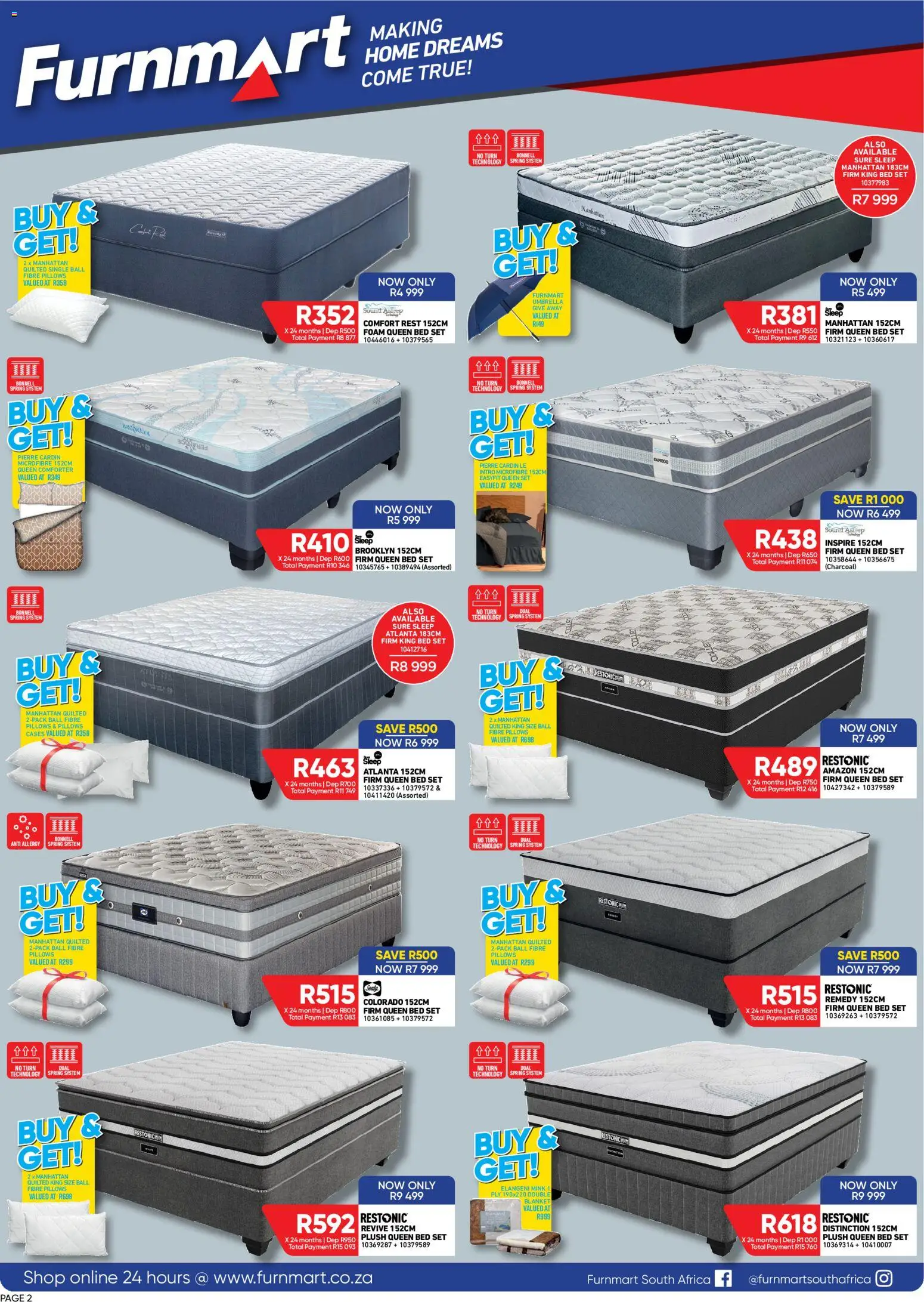 New Furnmart catalogue – valid from 10/08/2026 | Page: 2 | Products: Umbrella, Queen bed, King bed, Bed