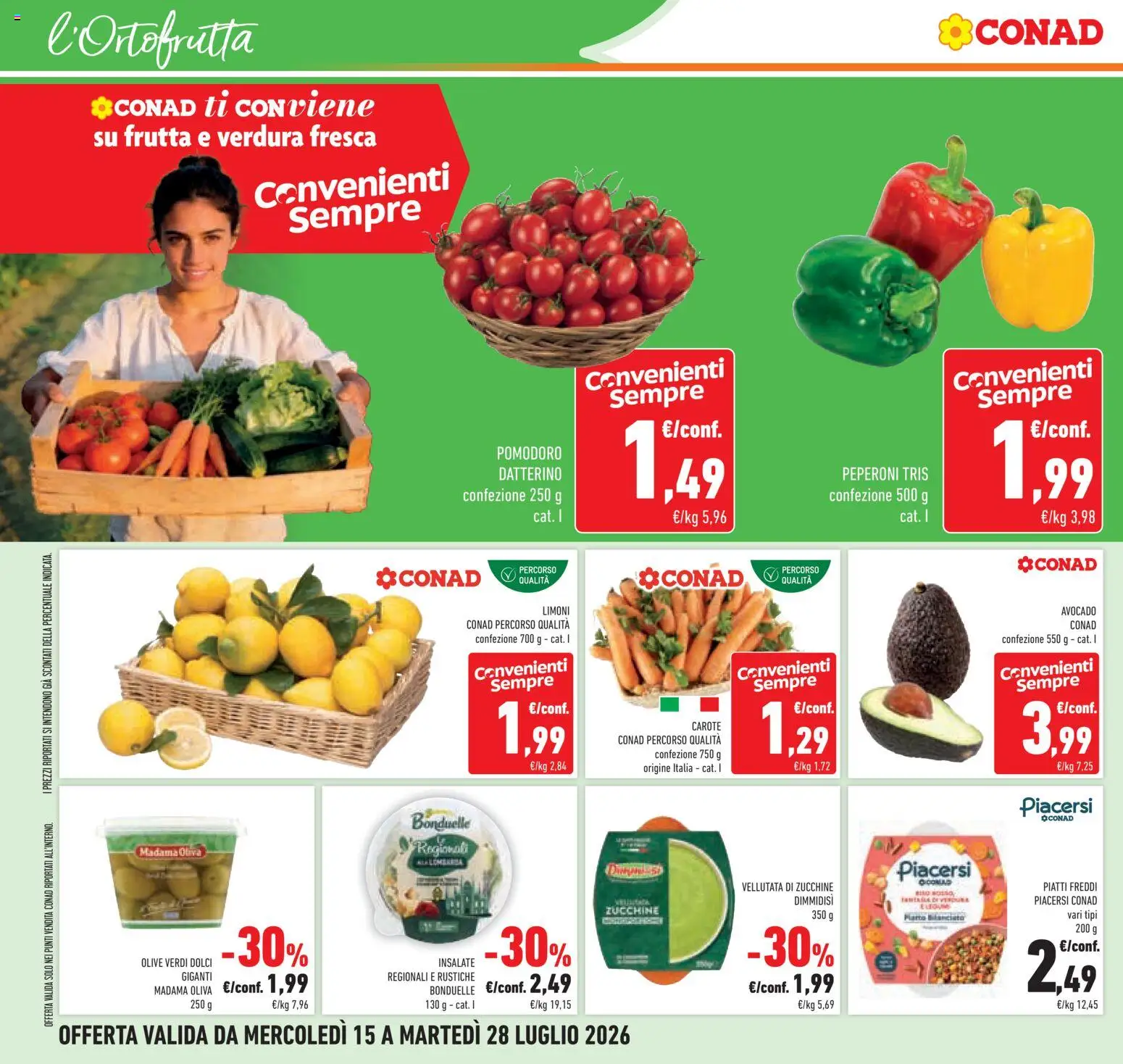Volantino Conad del 15/07/2026 | Pagina: 10 | Prodotti: Peperoni, Avocado, Carote, Zucchine