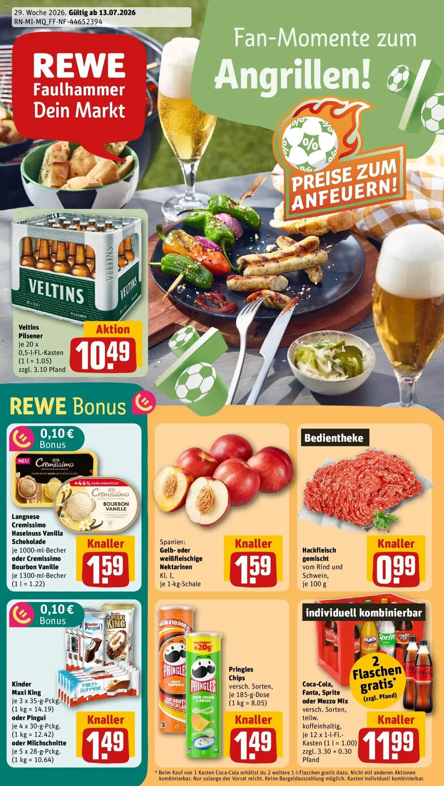 Rewe Prospekt Bischoffen / Niederweidbach – gültig ab 13.07.2026 | Seite: 1 | Produkte: Paprika, Oder mezzo mix, Pringles, Hackfleisch