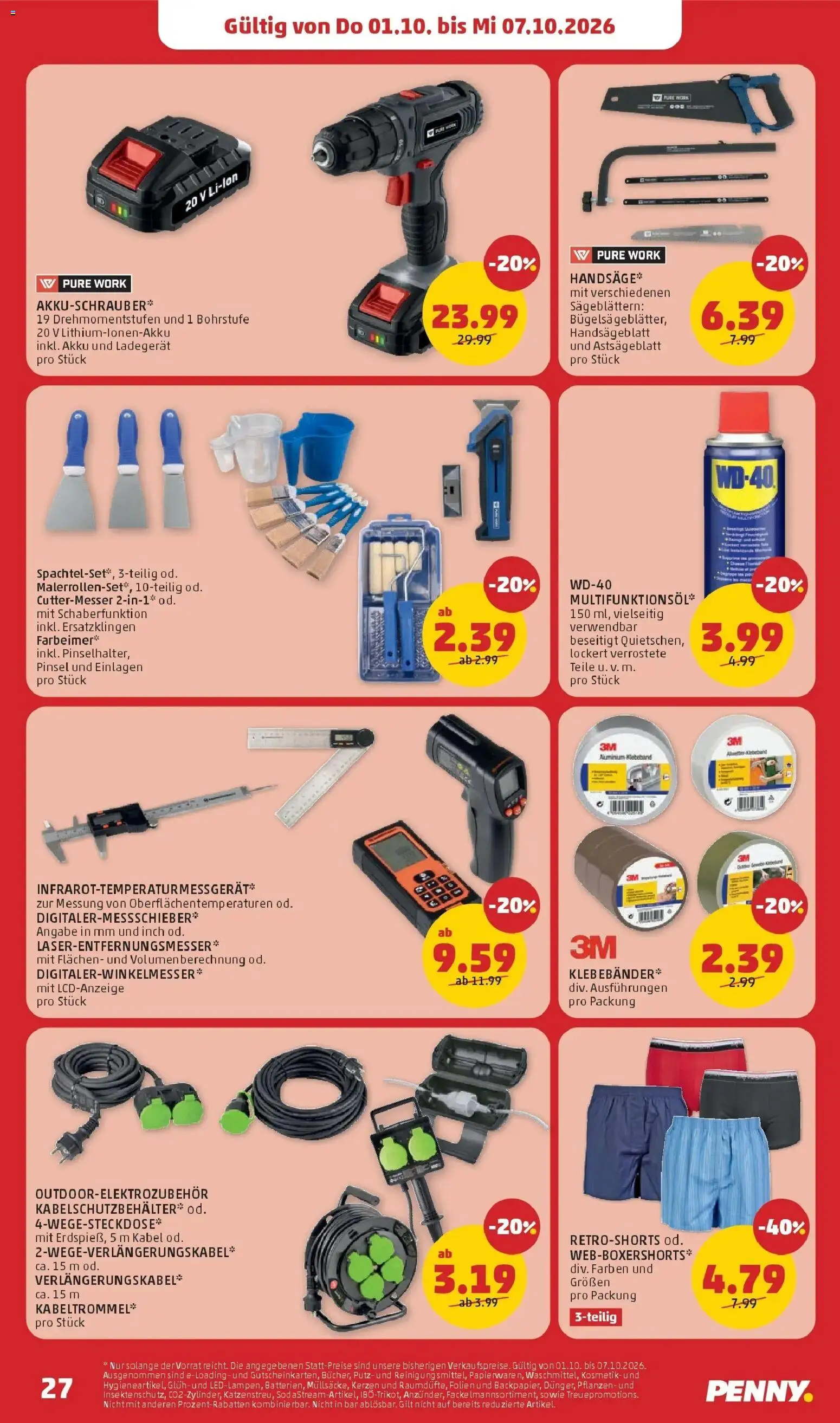 Penny Markt Die ganze Woche sparen ab (01.10.2026) - Angebote, Prospekt | Seite: 27 | Produkte: Kabel, Kerzen, Pinsel