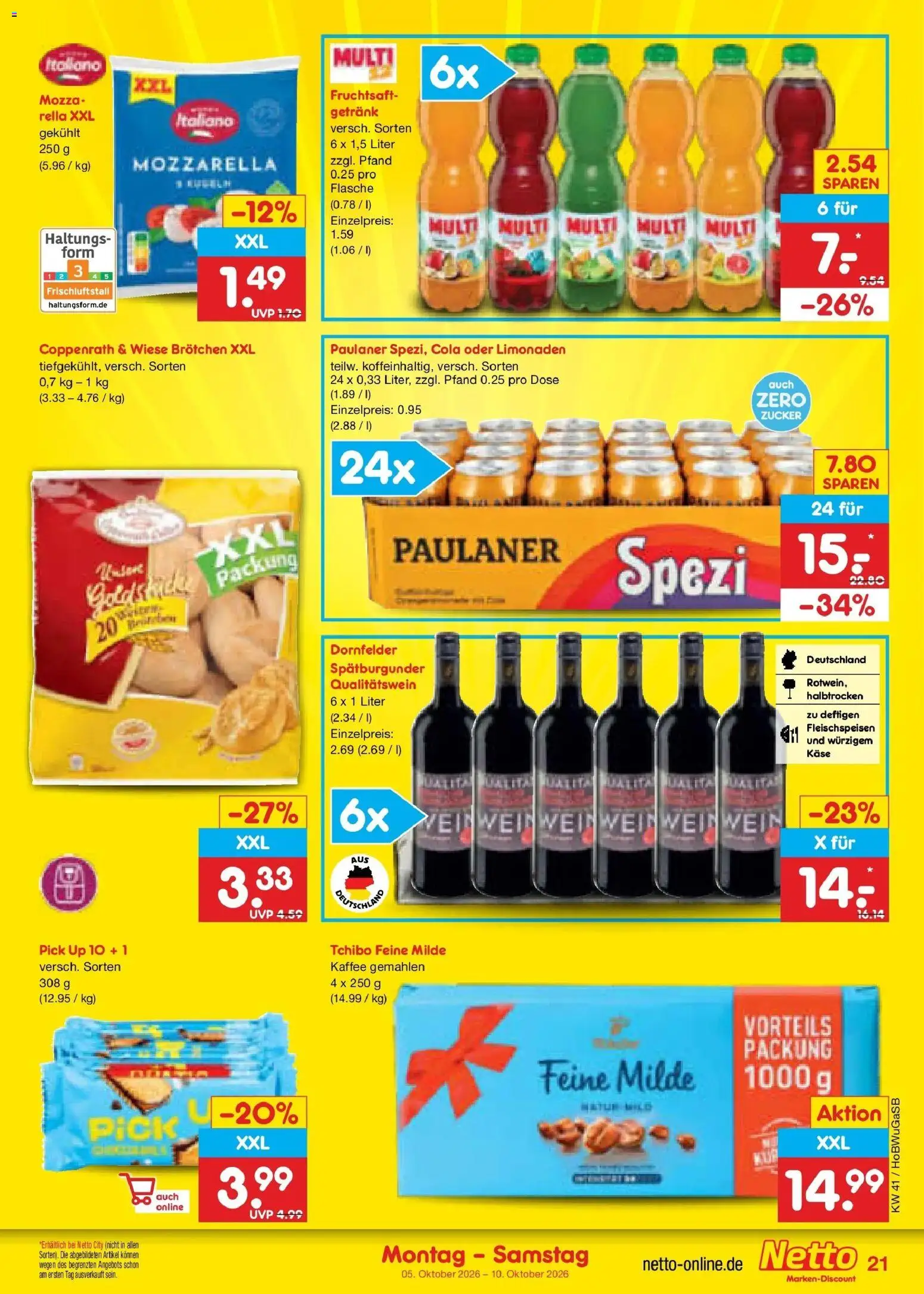 Netto Marken-Discount Prospekt Hannover – gültig ab 05.10.2026 | Seite: 21 | Produkte: Cola, Käse, Zucker, Paulaner