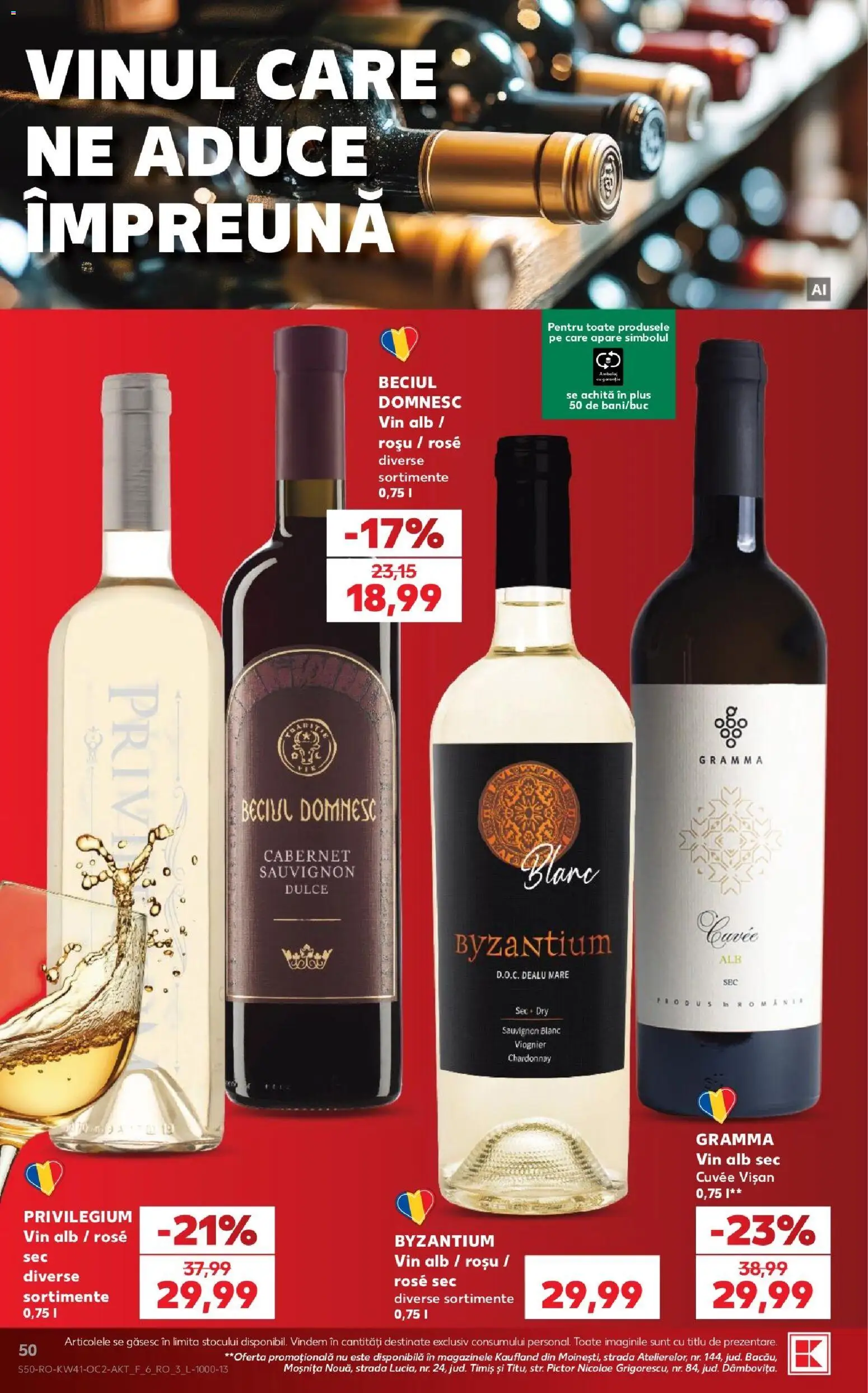 Kaufland RO akciós ujság - amely érvényes a következő dátumtól: 2026.10.07. | Oldal: 50 | Termékek: Cabernet, Cuvée, Rosé