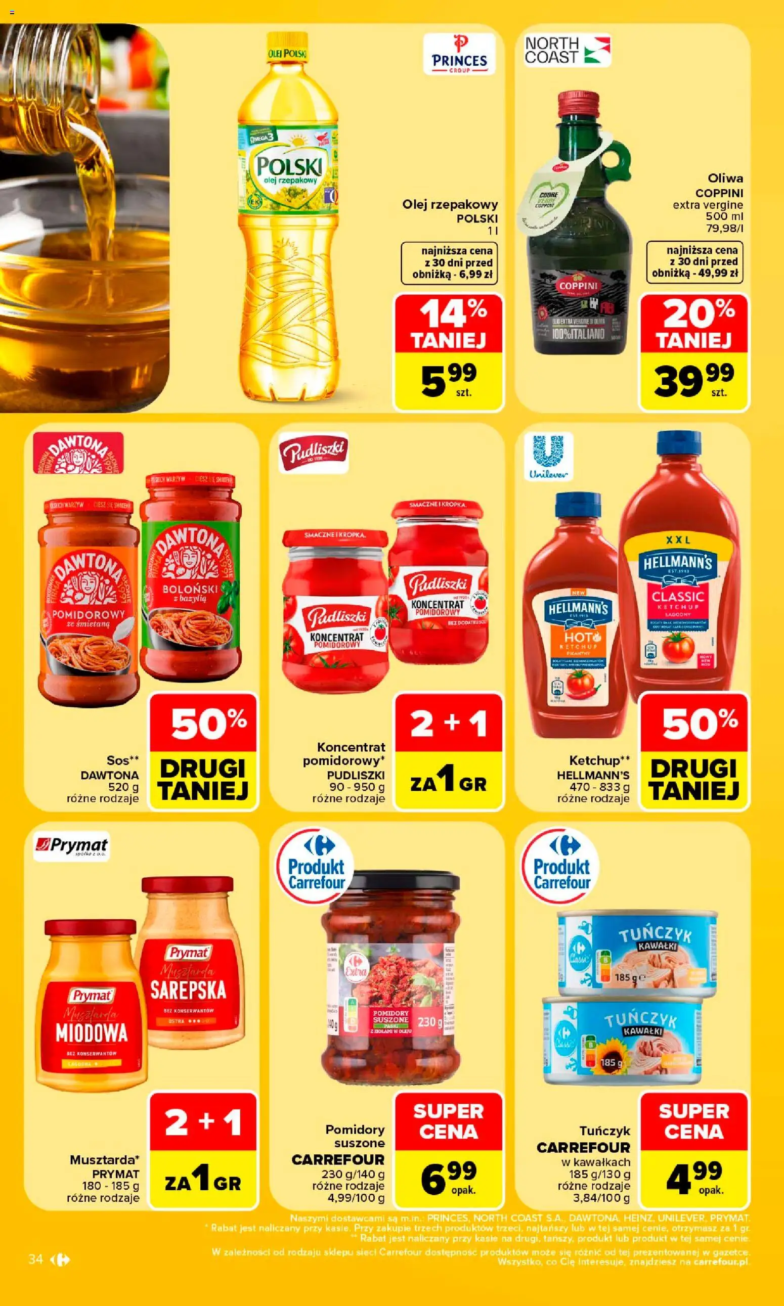 Carrefour gazetka od 10.08.2026 | Strona: 36 | Produkty: Olej rzepakowy, Koncentrat pomidorowy, Bazylia, Pomidory