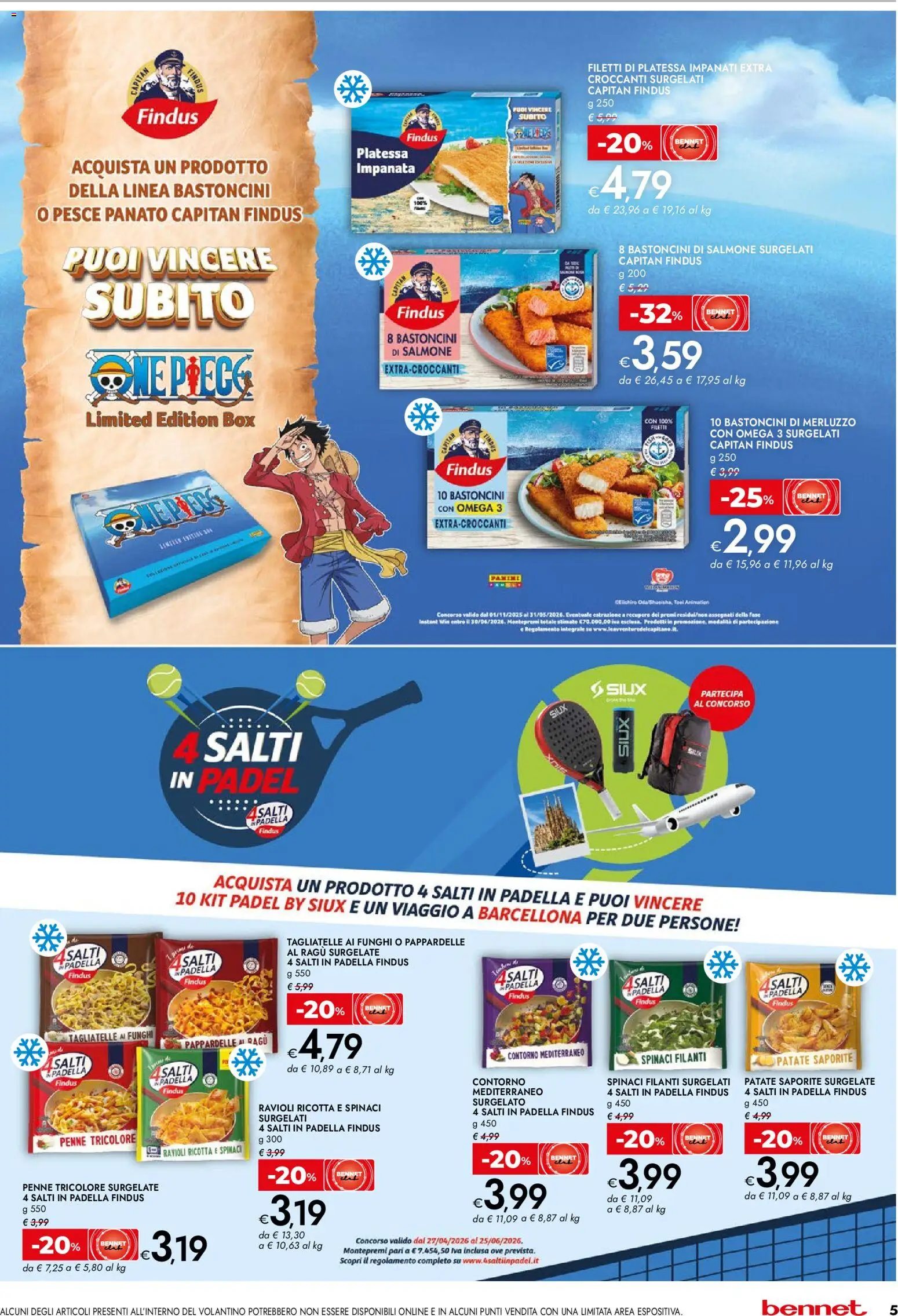 Volantino bennet del 20.04.2026 | Pagina: 5 | Prodotti: Salmone, Tagliatelle, Merluzzo, Funghi