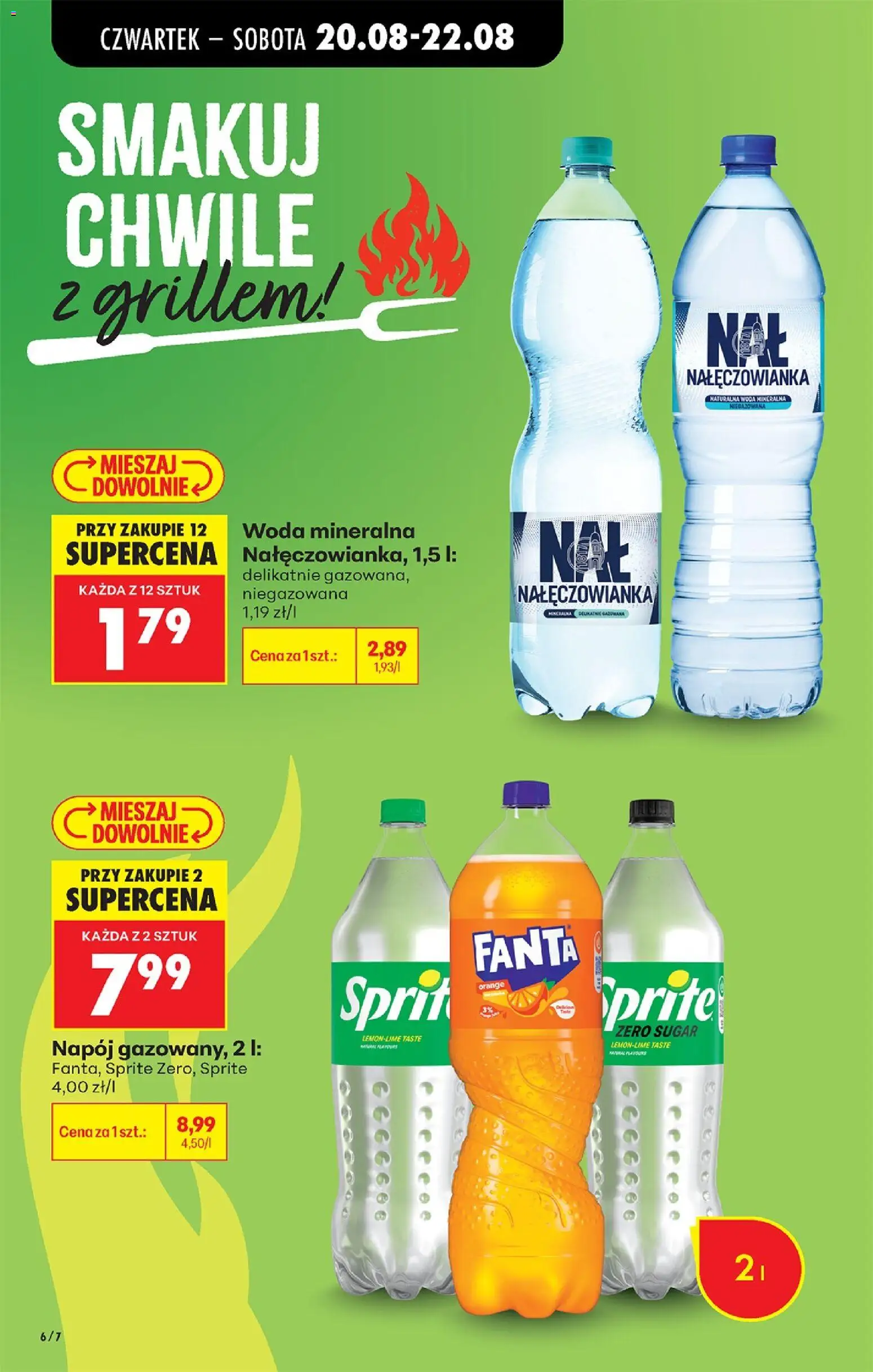 Biedronka gazetka od czwartku od 20.08.2026 | Strona: 6 | Produkty: Woda mineralna, Sprite, Fanta, Woda