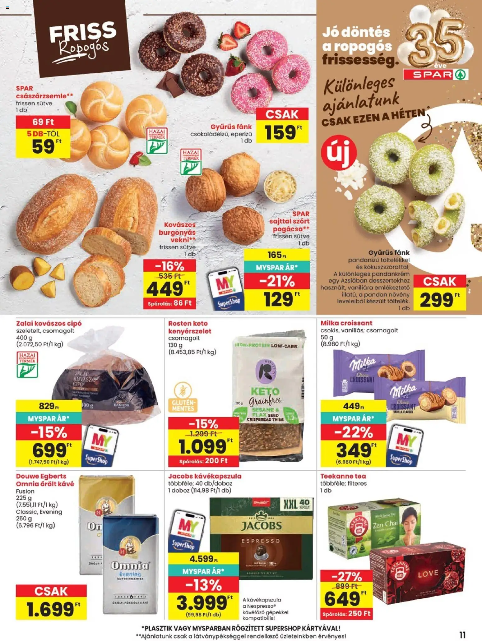 Spar akciós ujság - amely érvényes a következő dátumtól: 2026.09.03. | Oldal: 11 | Termékek: Kávékapszula, Kávé, Omnia, Tea