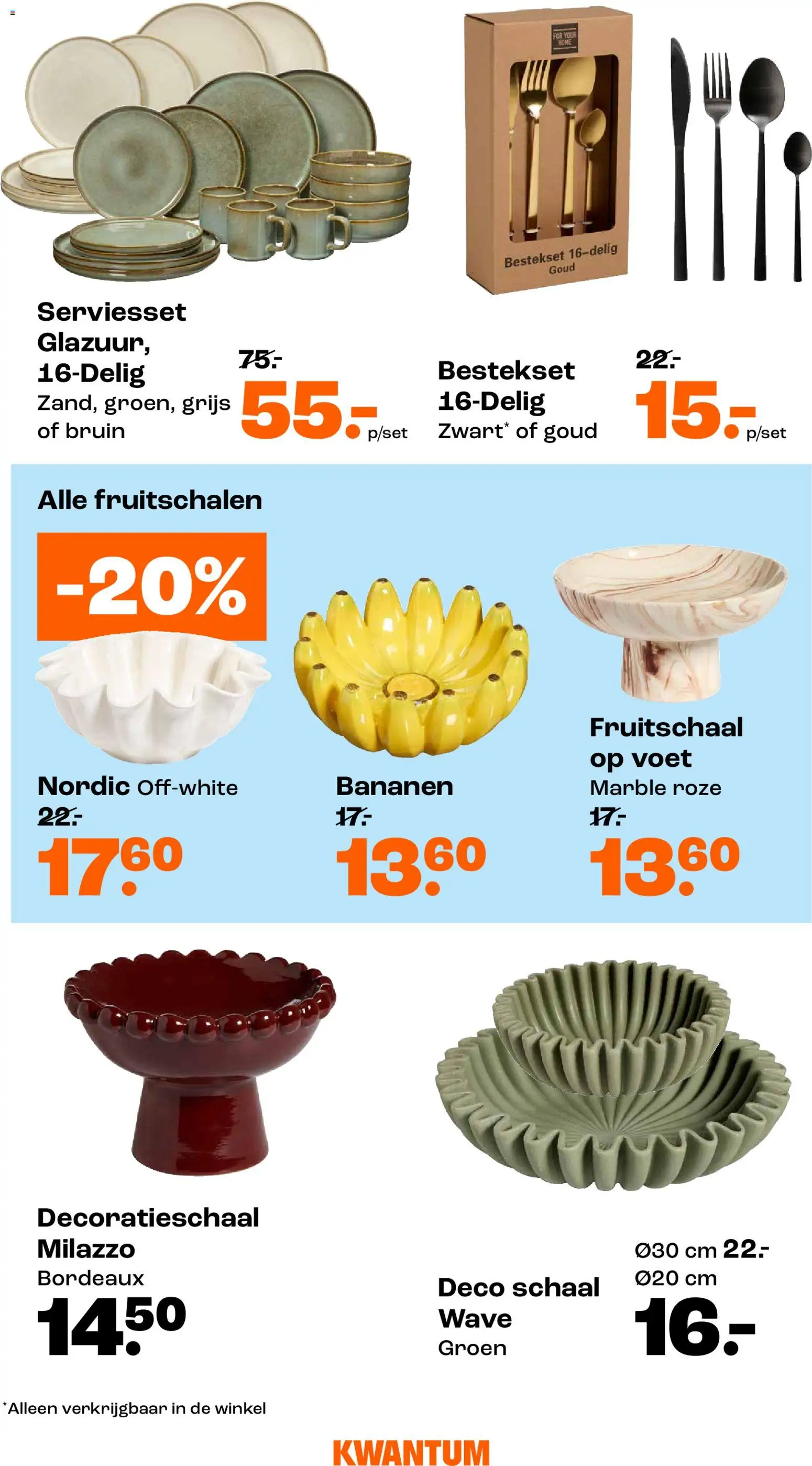 {H1} | Pagina: 18 | Producten: Bananen, Serviesset, Schaal