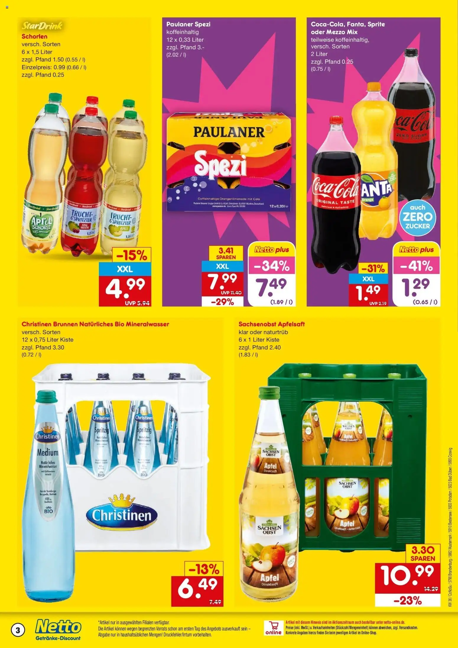 Netto Marken-Discount Prospekt Coswig-Anhalt – gültig ab 31.08.2026 | Seite: 3 | Produkte: Cola, Bad, Obst, Oder mezzo mix