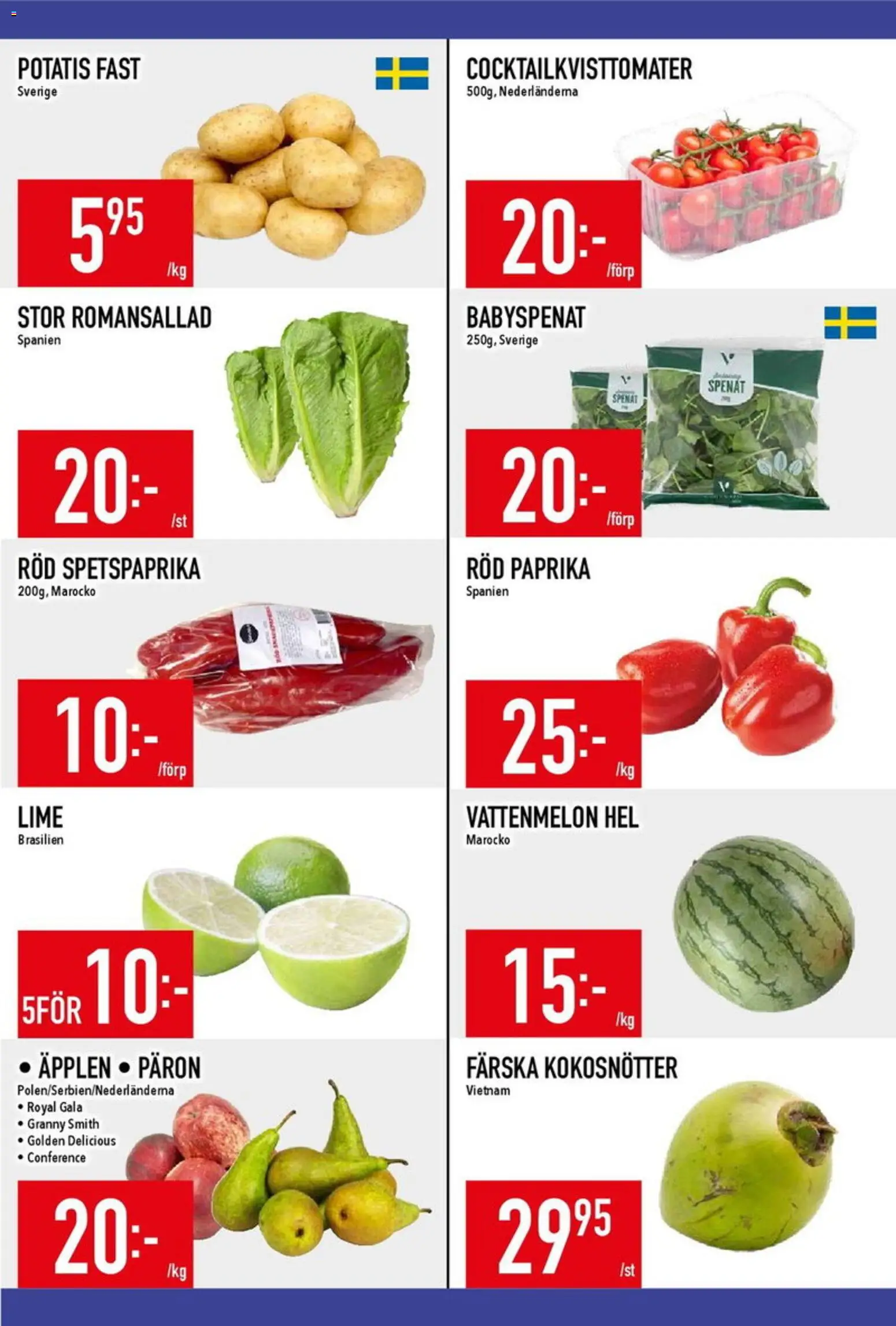 Matdax reklamblad aktuell från 11.05.2026 | Sida: 7 | Produkter: Spenat, Romansallad, Lime, Röd paprika