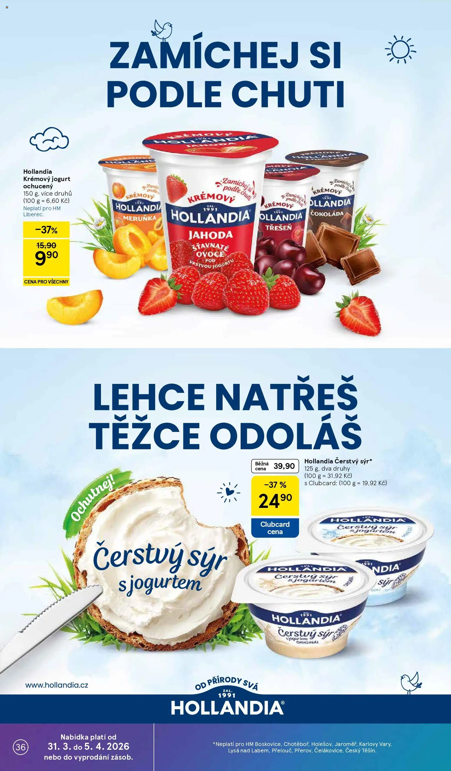 Tesco leták - Hypermarket od 31.03.2026 | Strana: 36 | Produkty: Sýr, Jogurt, Hollandia, Čerstvý sýr
