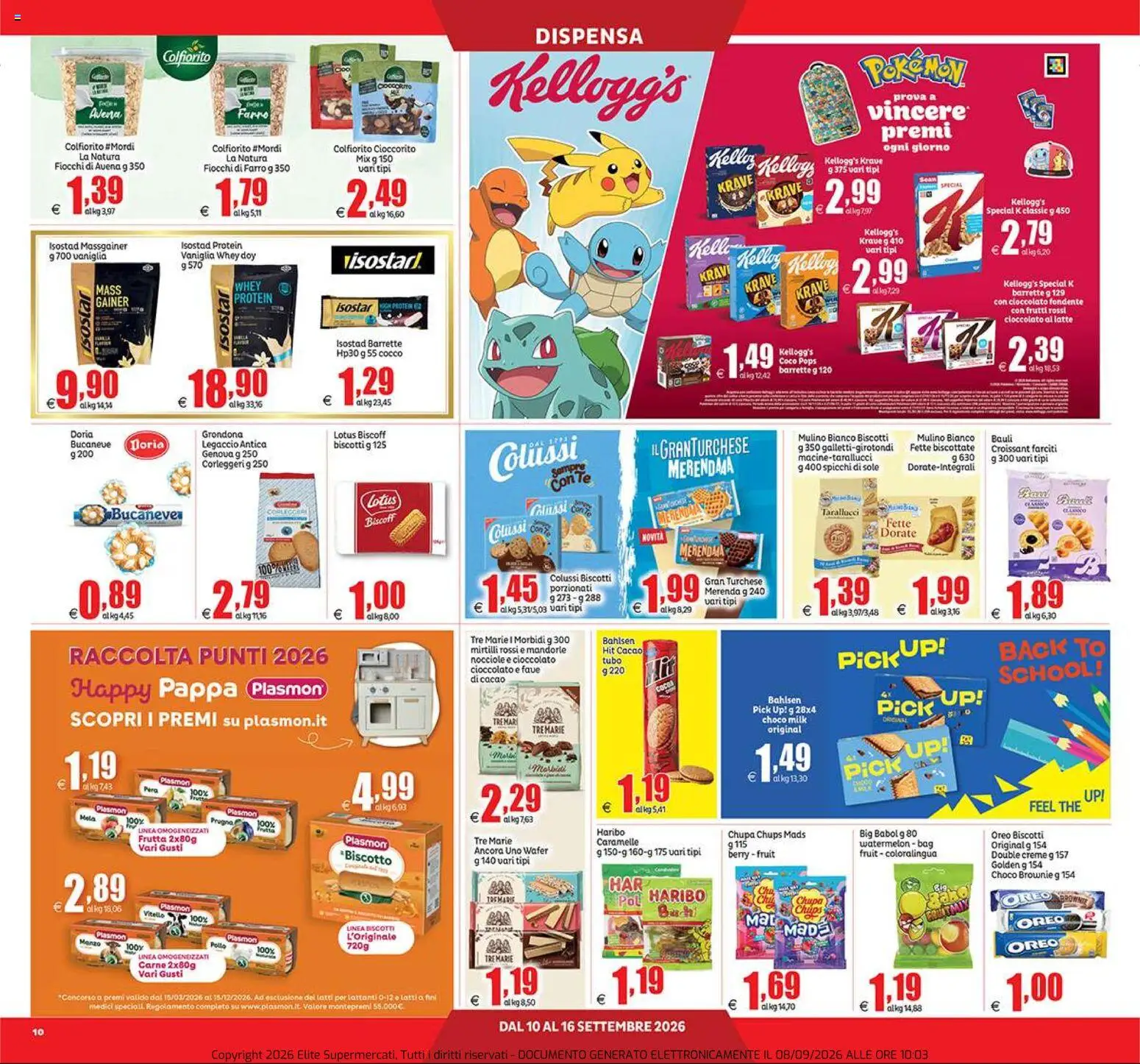 Volantino Elite Supermercati del 10/09/2026 | Pagina: 10 | Prodotti: Biscotti, Mandorle, Vitello, Fette biscottate