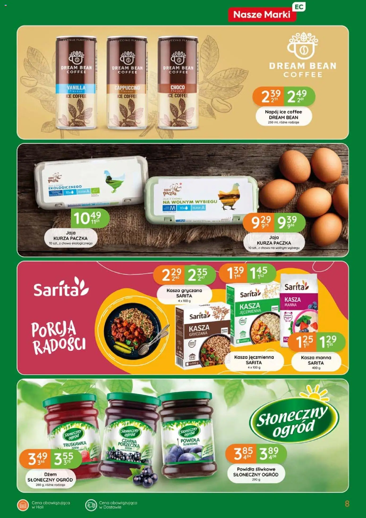 Eurocash gazetka od 20.08.2026 | Strona: 8 | Produkty: Powidła śliwkowe, Kasza gryczana, Cappuccino, Dżem