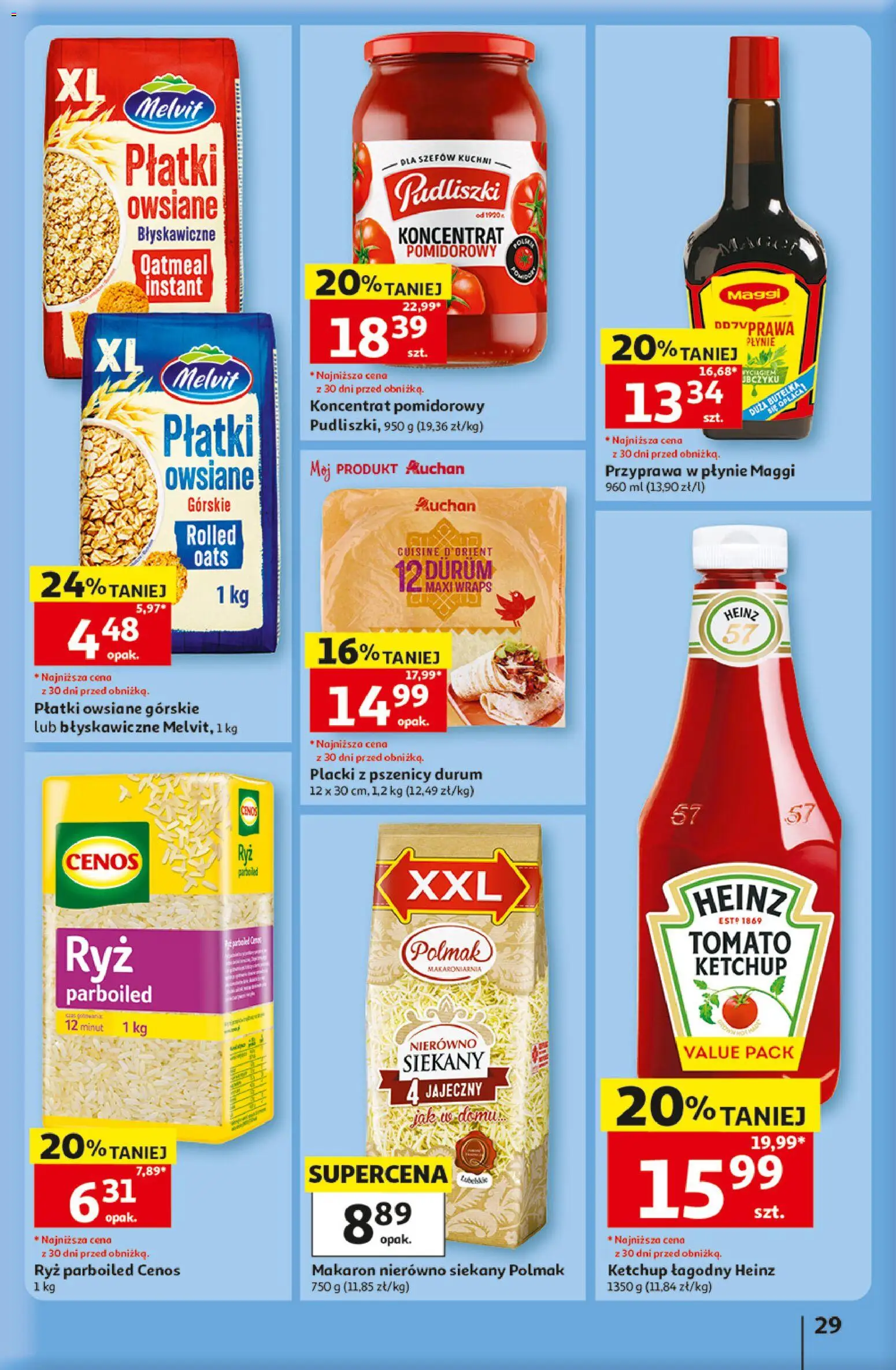 Auchan gazetka - 30 Lat Hipermarket od 07.05.2026 | Strona: 29 | Produkty: Ketchup, Koncentrat pomidorowy, Ryż, Płatki