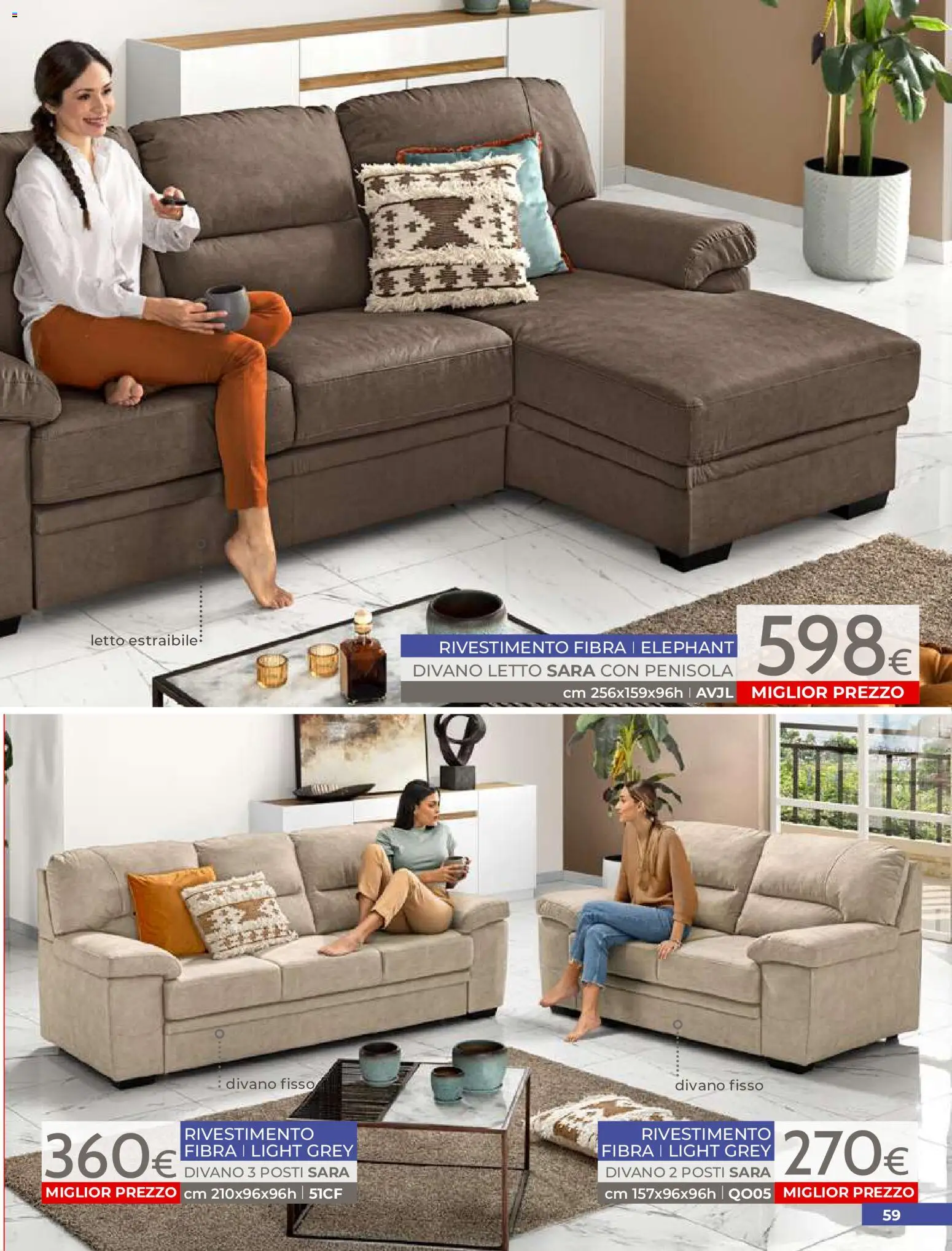 Volantino Mondo Convenienza del 01/07/2026 | Pagina: 61 | Prodotti: Divano letto, Letto, Divano