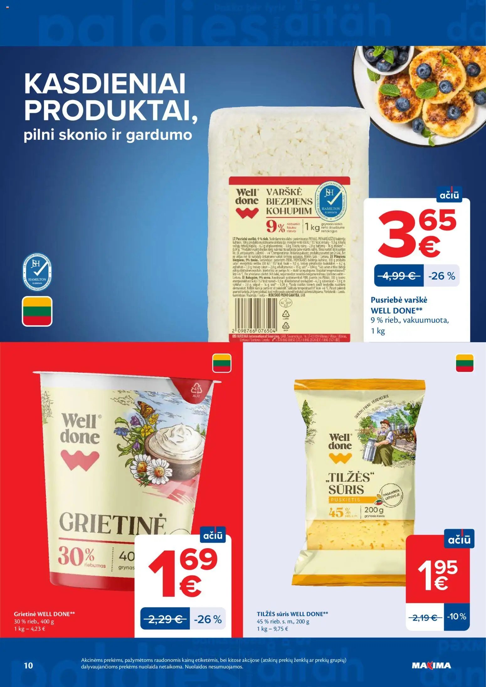 MAXIMA akcijos nuo 16.06.2026 | Puslapis: 10 | Prekių: Sūris, Varškė, Grietinė