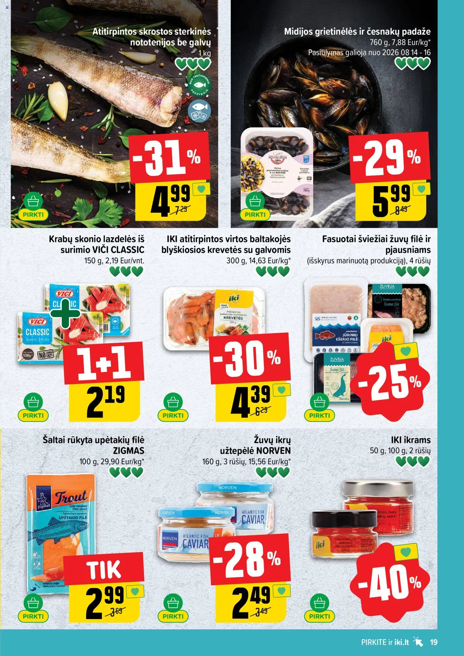 IKI akcijos nuo 2026.08.10 | Puslapis: 19 | Prekių: Užtepėlė, Surimi