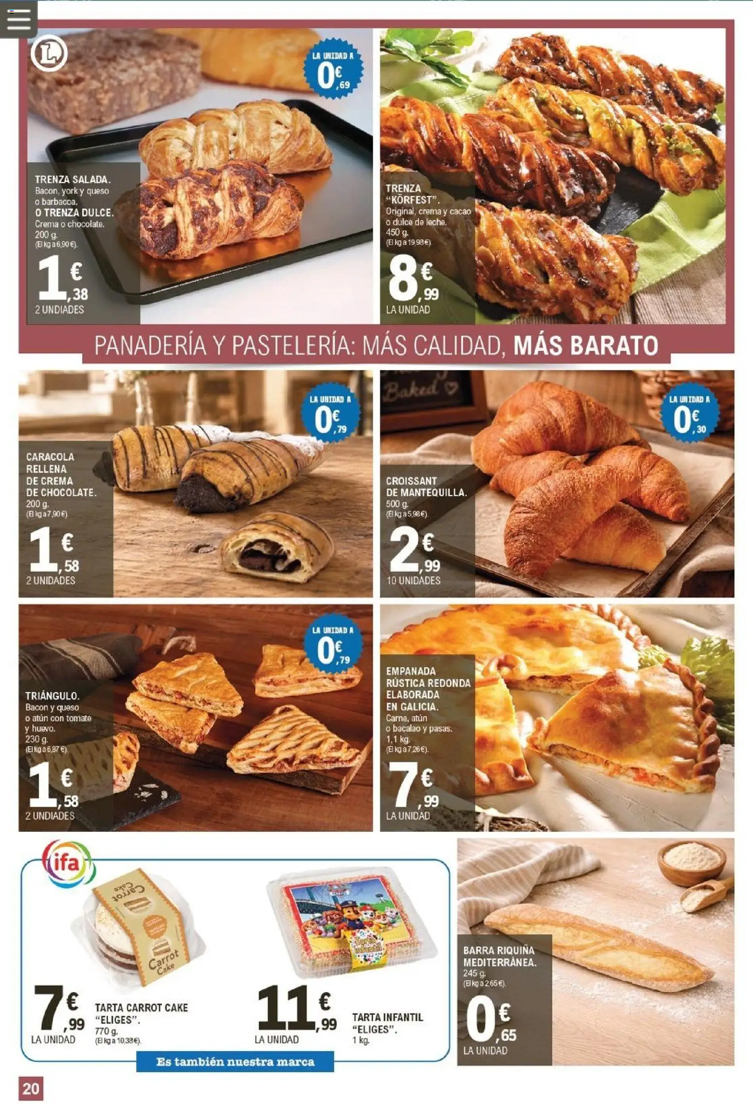 E.Leclerc Pamplona │ válido desde el 09/09/2026 | Página: 20 | Productos: Dulce, Atún, Croissant, Cacao