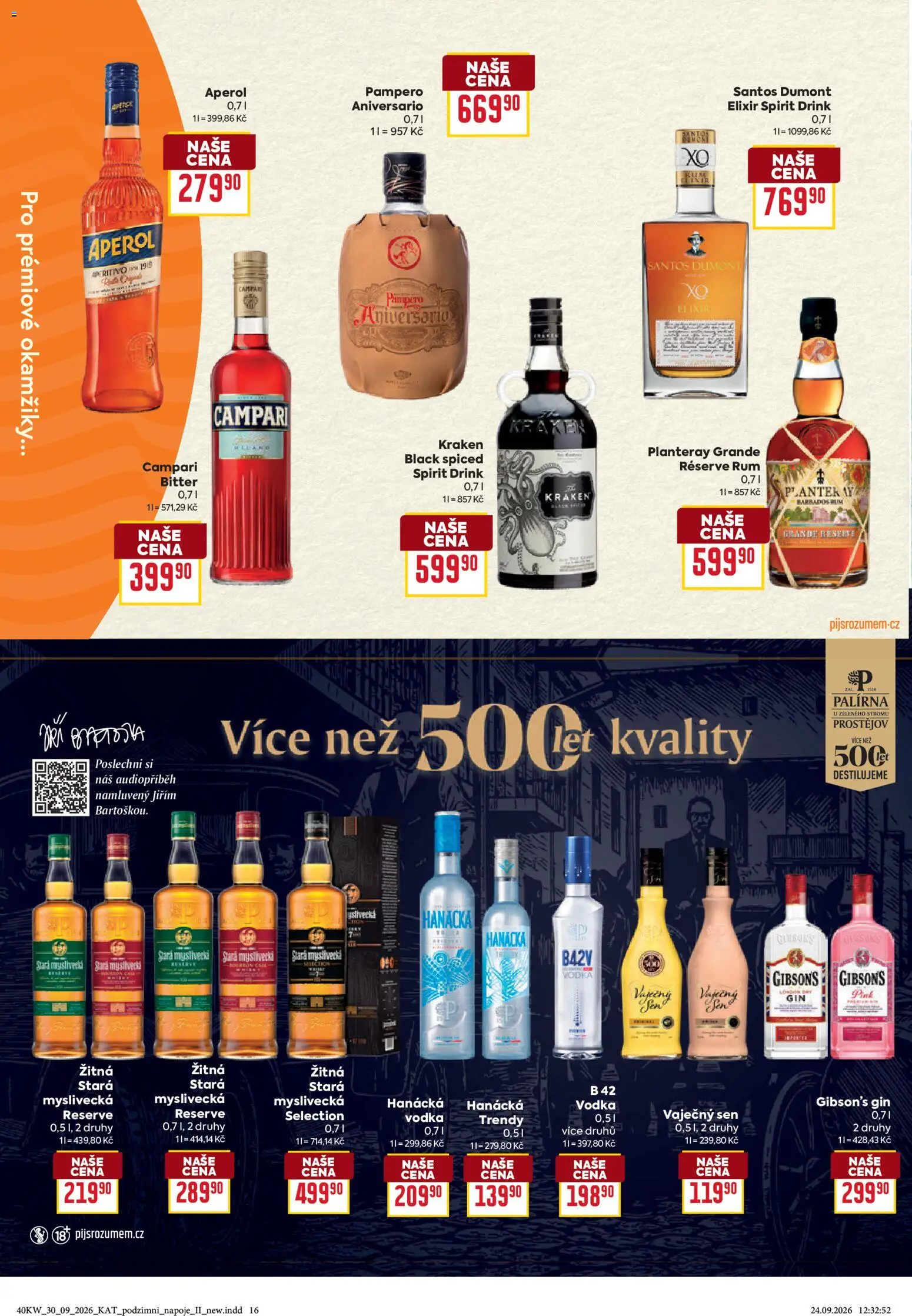 Billa leták Podzimní nápoje od 30.09.2026 | Strana: 16 | Produkty: Gin, Vodka, Campari, Nápoje