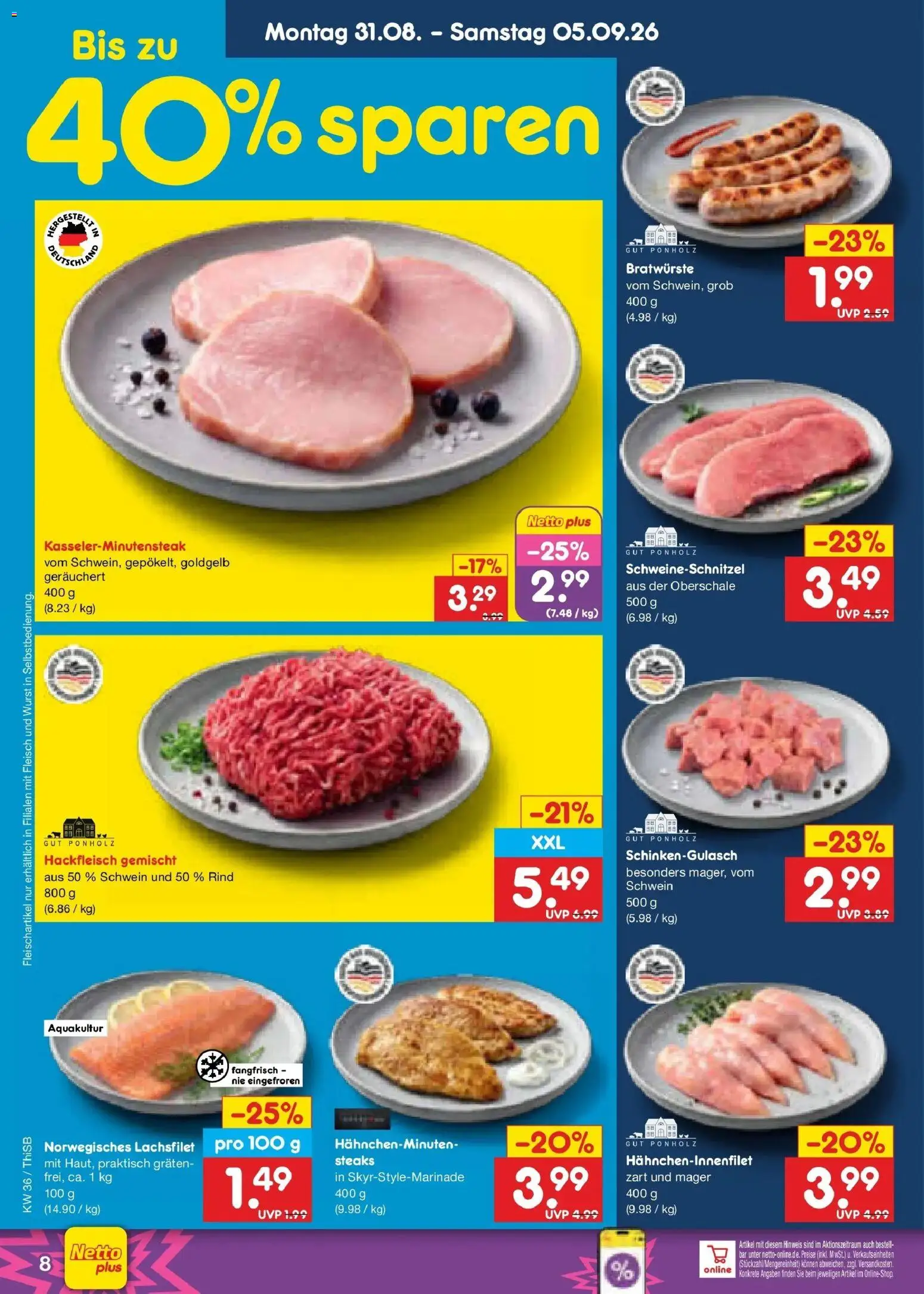 Netto Marken-Discount Prospekt Pirna (ab 31.08.2026) » Angebote | Seite: 10 | Produkte: Wurst, Fleisch, Hackfleisch