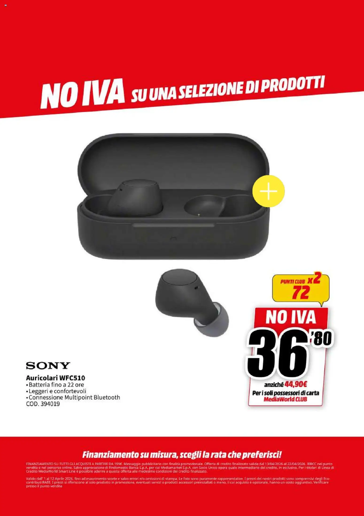 Volantino Media World del 13.04.2026 | Pagina: 34 | Prodotti: Auricolari, Batteria
