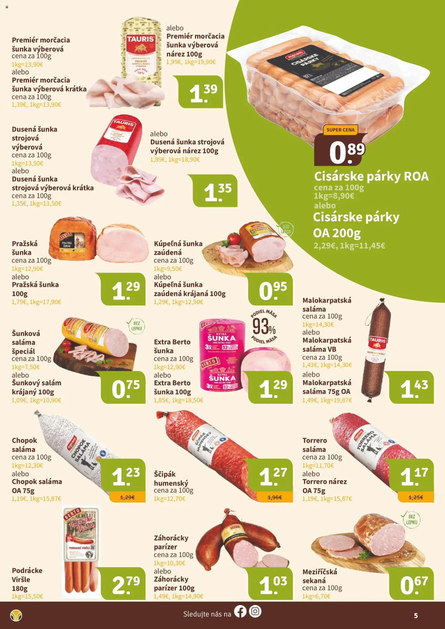Nové Nitrazdroj akcie – leták je platný od 19.06.2026 | Strana: 5 | Produkty: Kúpelňa, Saláma, Šunka, Párky