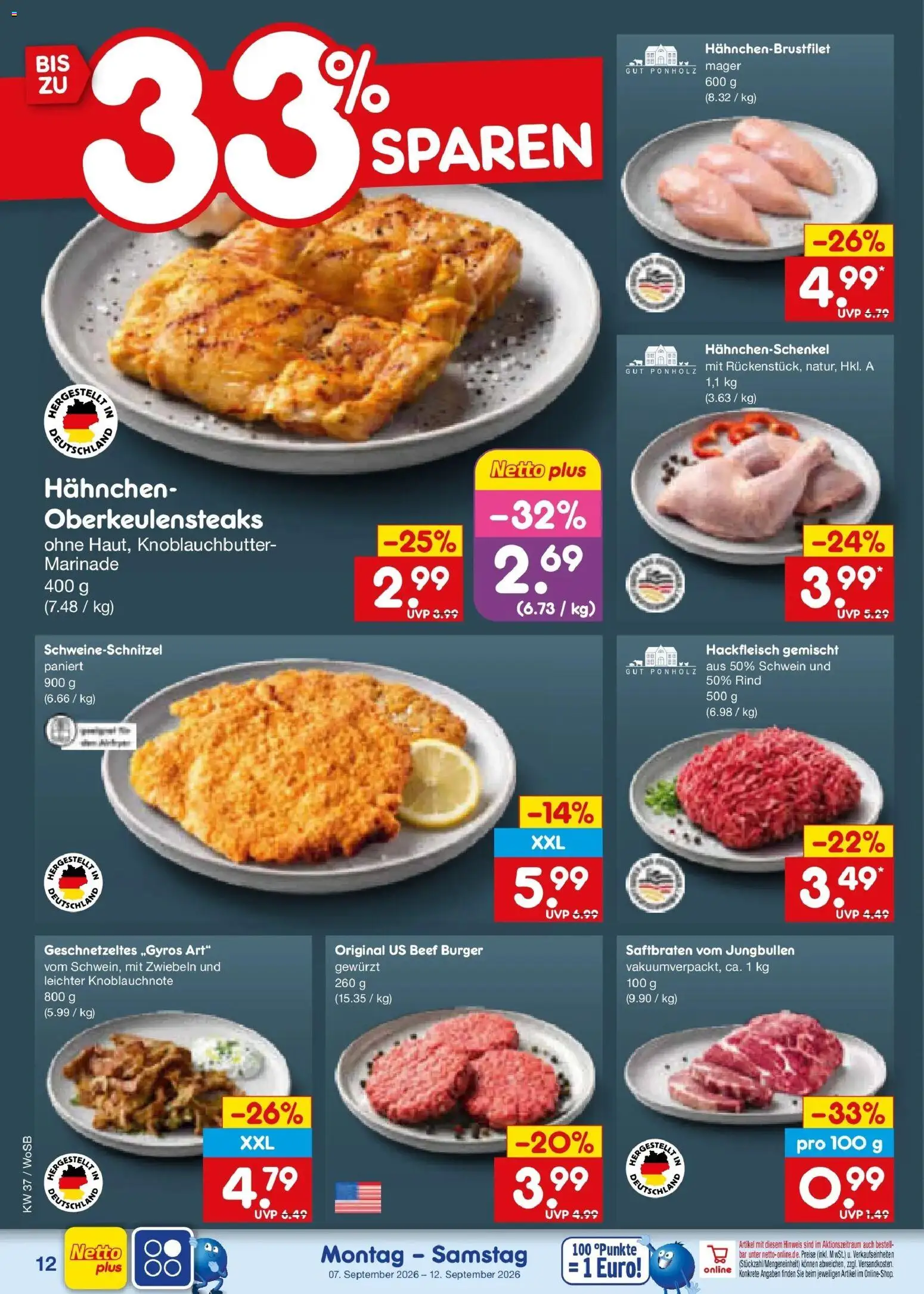 Netto Marken-Discount Prospekt Ludwigshafen-Edigheim – gültig ab 07.09.2026 | Seite: 18 | Produkte: Hahnchen, Hahnchenschenkel, Burger, Hackfleisch