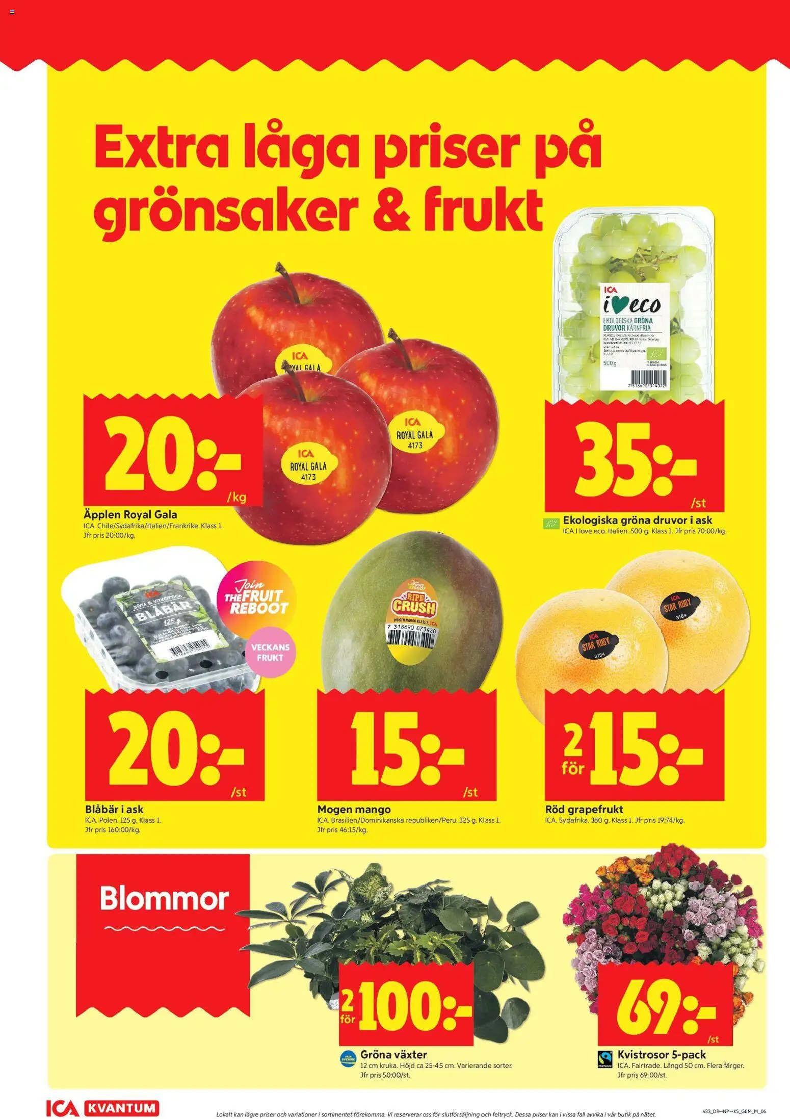 ICA Kvantum reklamblad aktuell från 10/08/2026 | Sida: 8 | Produkter: Äpplen, Grapefrukt, Mango, Blåbär