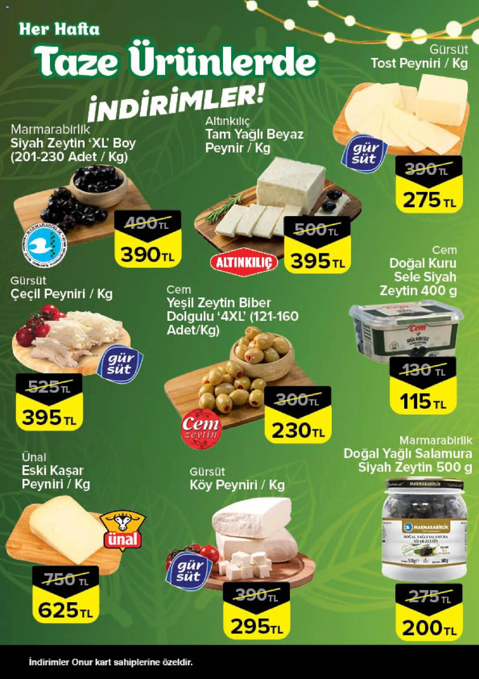 Onur Market - Taze Ürünlerde İndirimler - İstanbul - 21.05.2026 tarihinden itibaren geçerlidir | Sayfa: 2 | Ürünler: Peynir, Biber, Zeytin