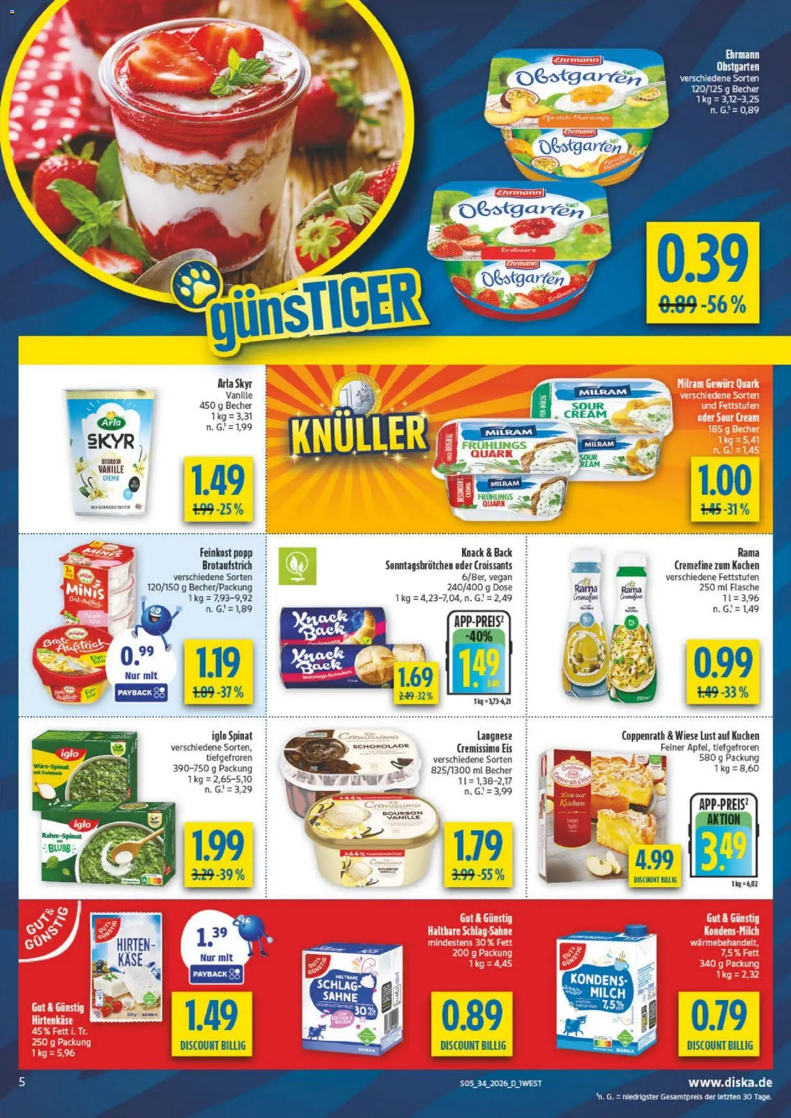 Diska - Diska Angebote Bayern KW34 – gültig ab 17.08.2026 | Seite: 5 | Produkte: Cremissimo, Milch, Arla skyr, Eis