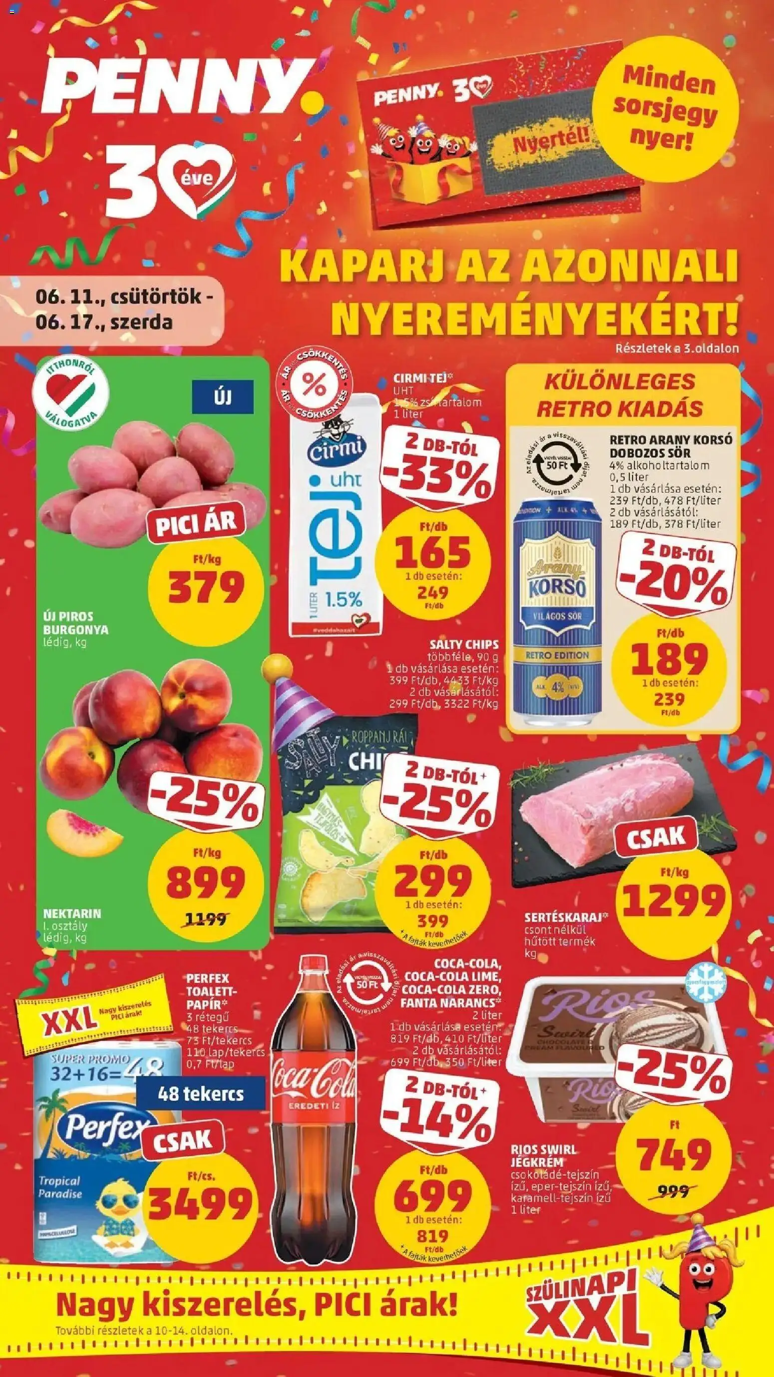 PENNY akciós ujság - amely érvényes a következő dátumtól: 11.06.2026 | Oldal: 1 | Termékek: Fanta, Sertéskaraj, Cirmi tej, Jégkrém